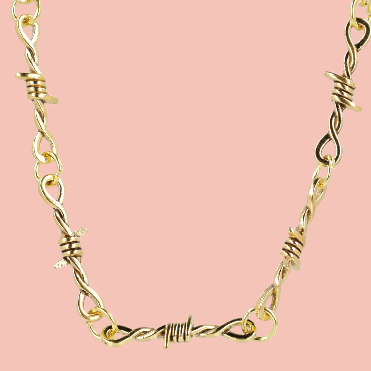 20 Inch Thin Barbed Wire Necklace (Gold Plated)