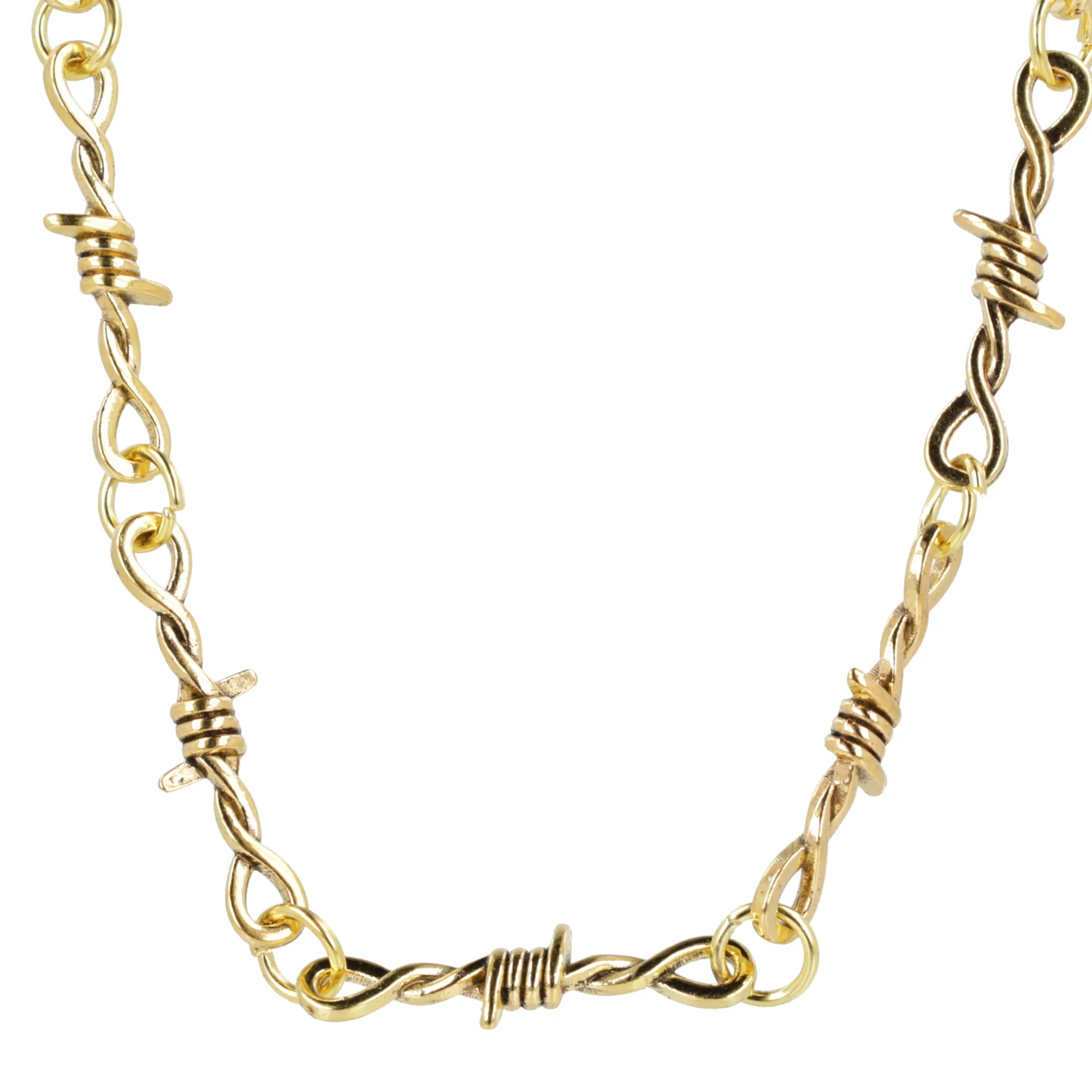 20 Inch Thin Barbed Wire Necklace (Gold Plated) - Image 4