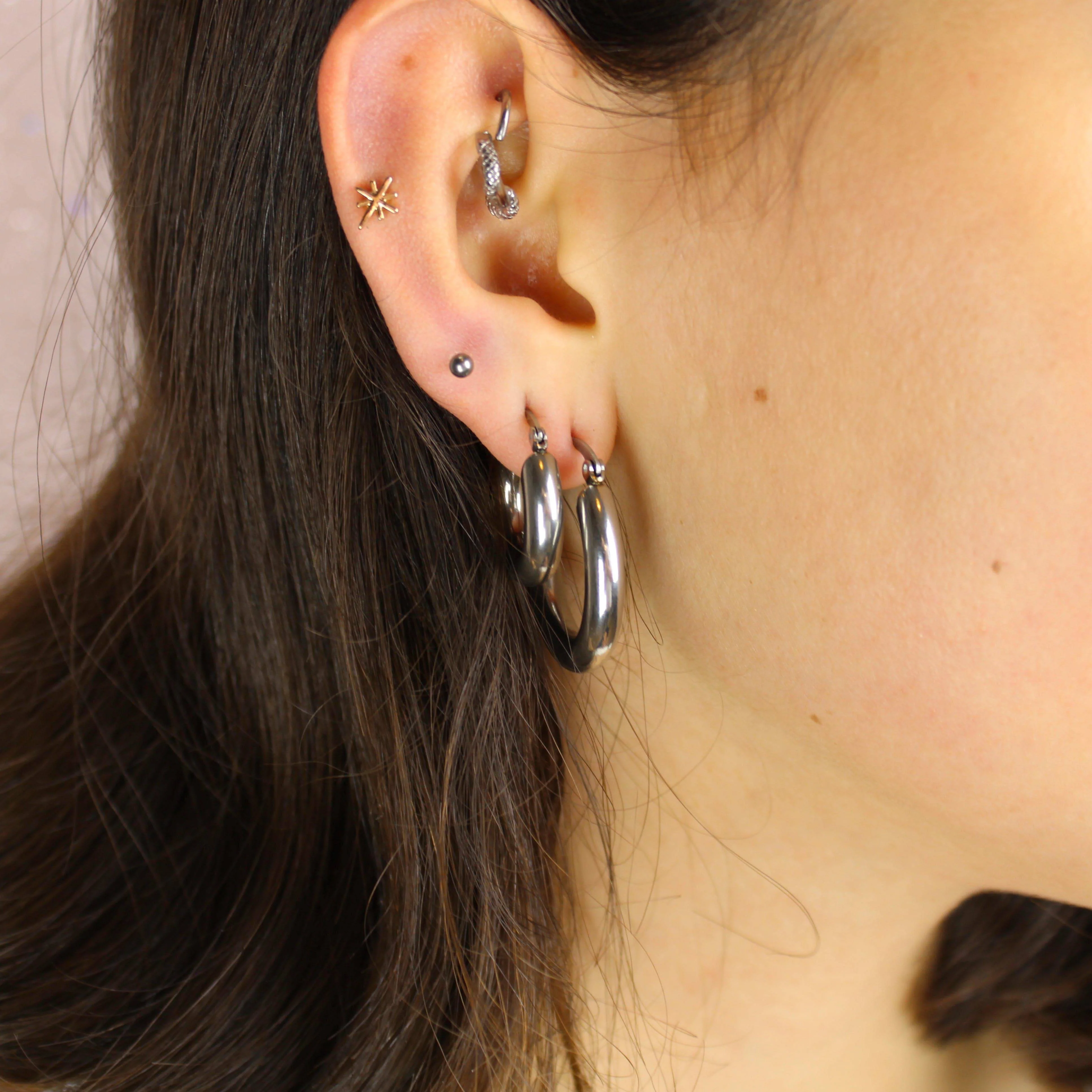 20mm Chunky Stainless Steel Hoop Earrings - Image 6