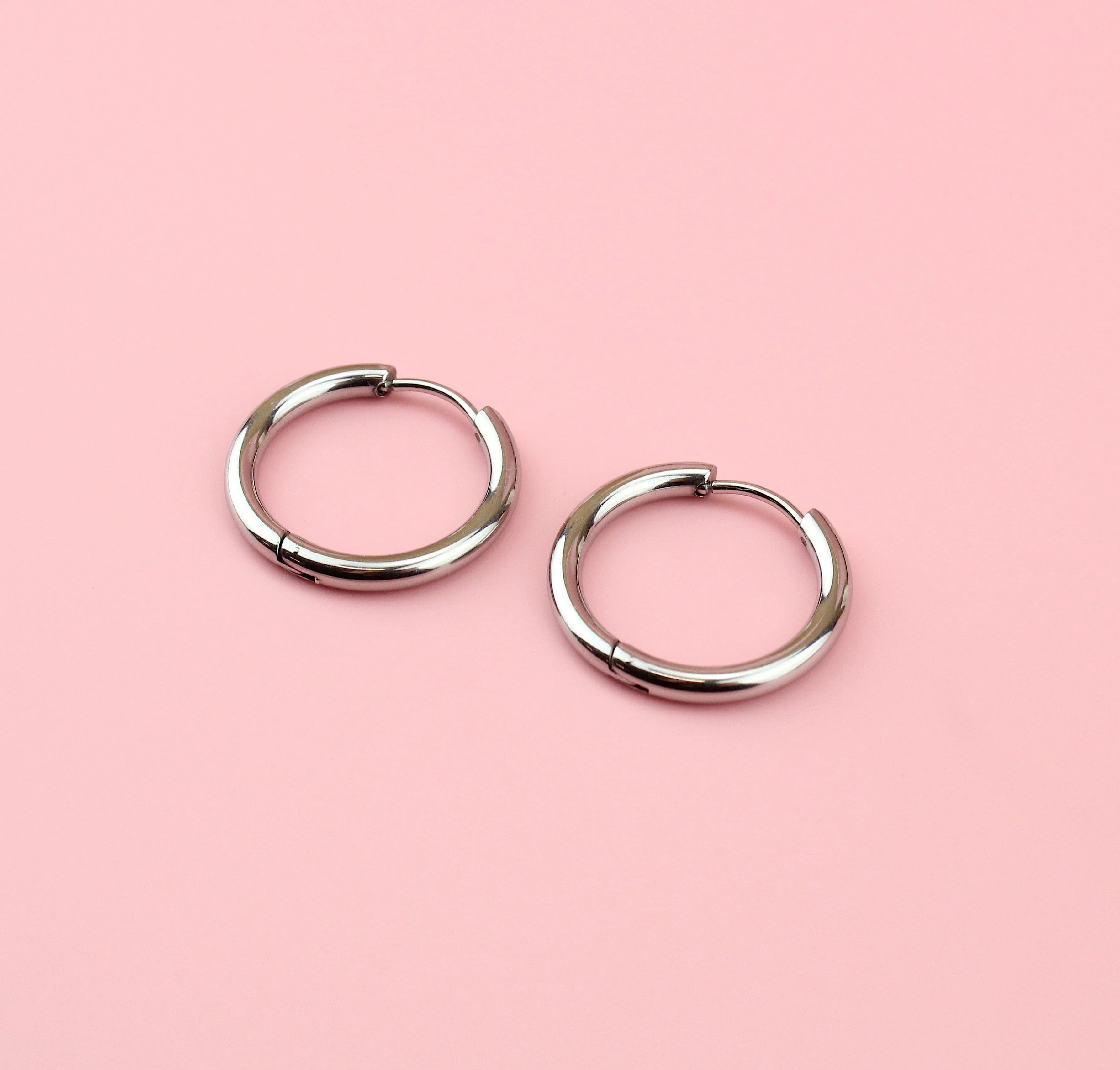 21mm Stainless Steel Hoop Earrings - Image 5