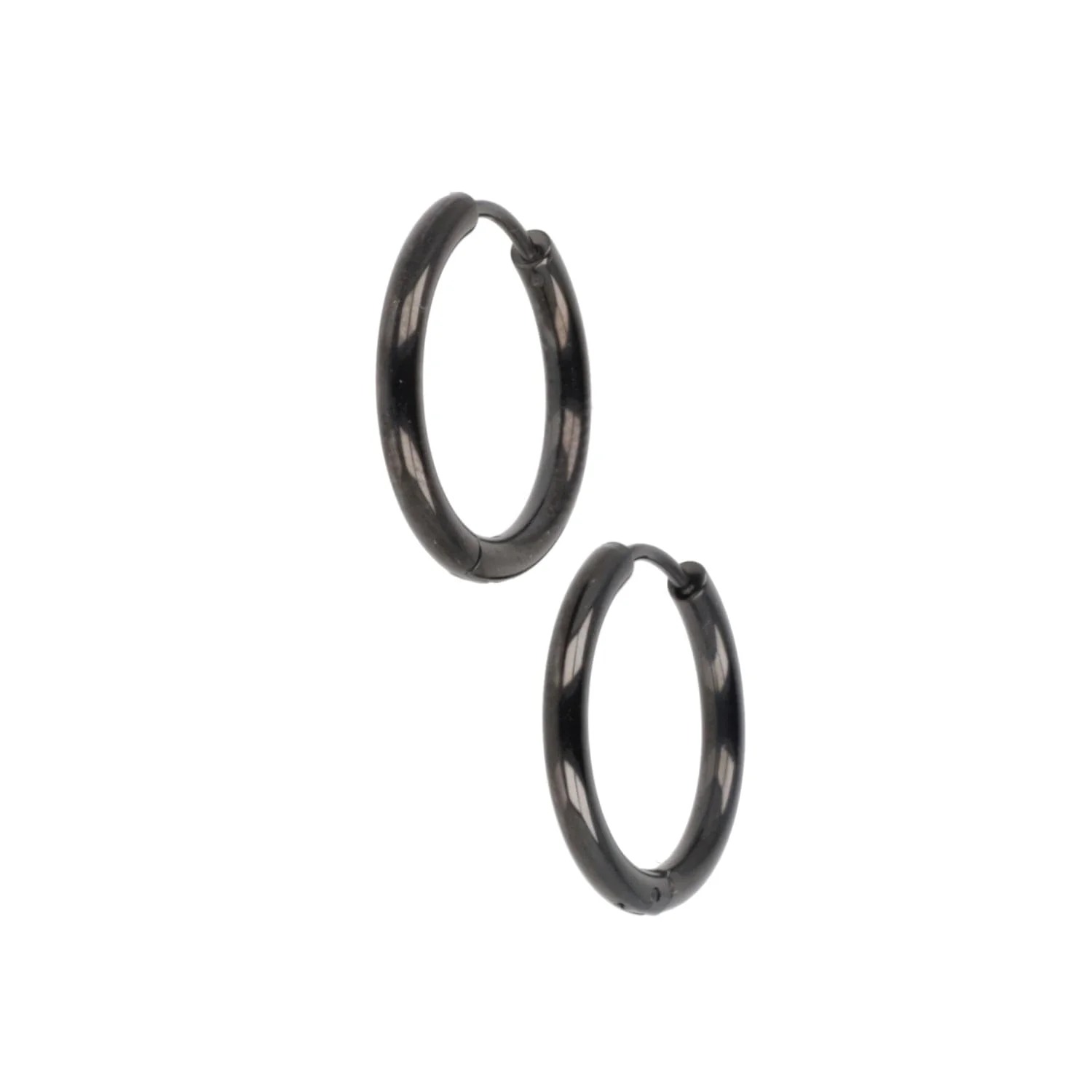21mm Stainless Steel Hoop Earrings (Black) - Image 6