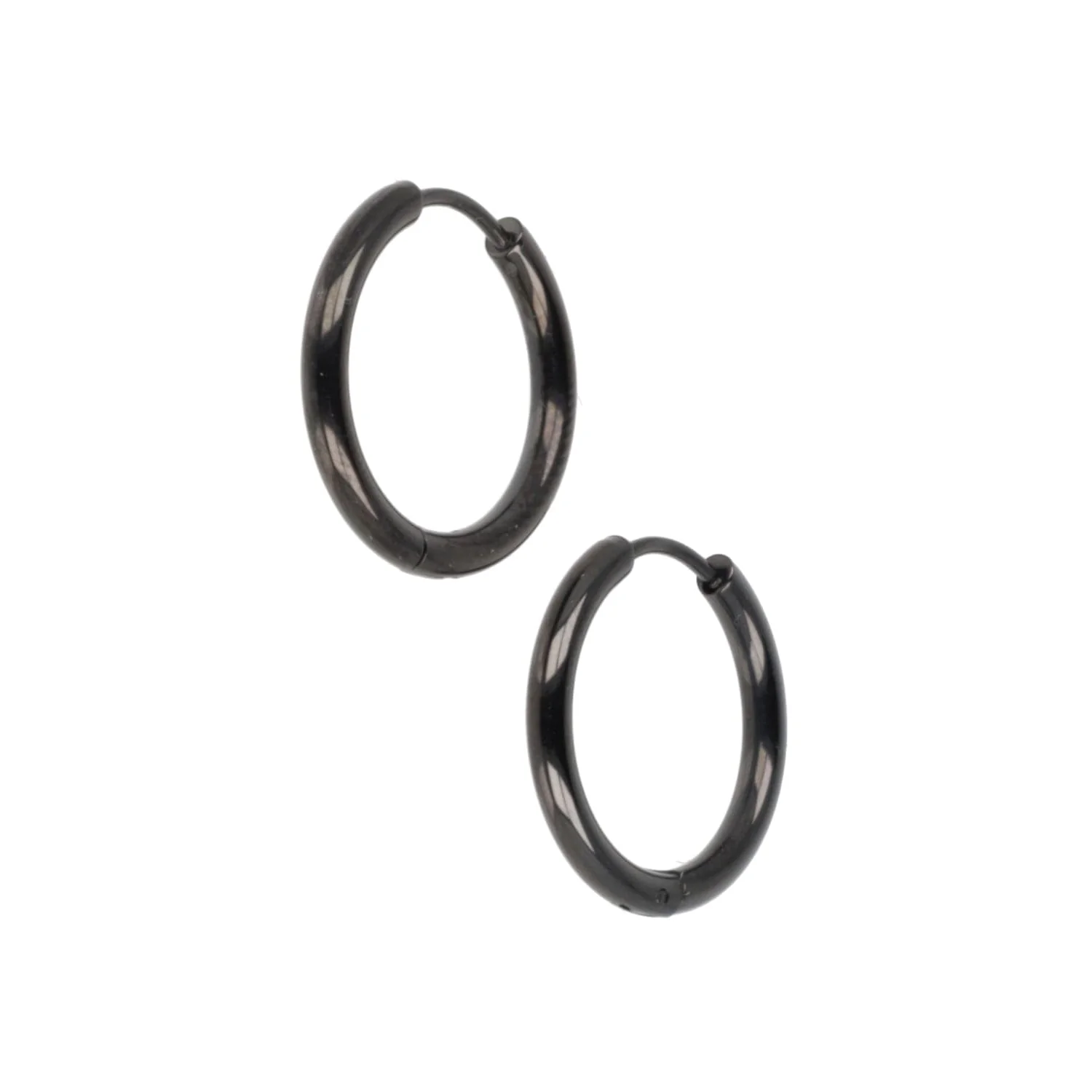 21mm Stainless Steel Hoop Earrings (Black) - Image 7