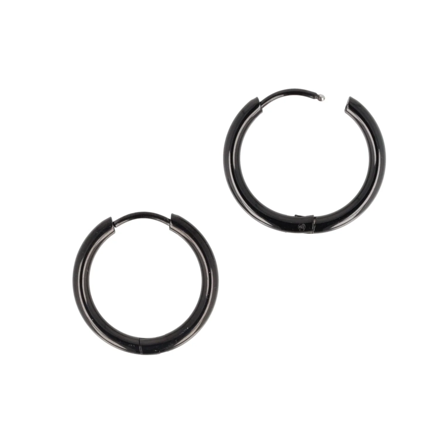 21mm Stainless Steel Hoop Earrings (Black) - Image 8