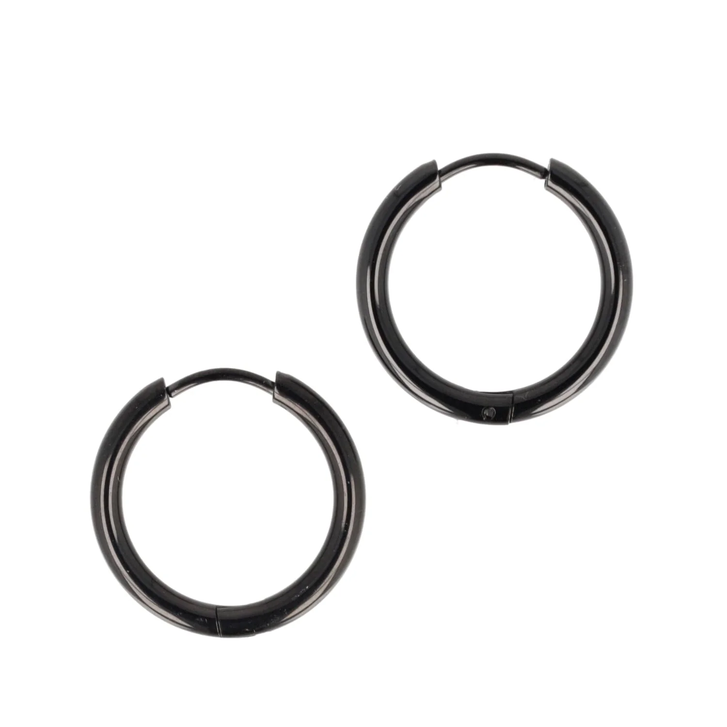 21mm Stainless Steel Hoop Earrings (Black) - Image 9