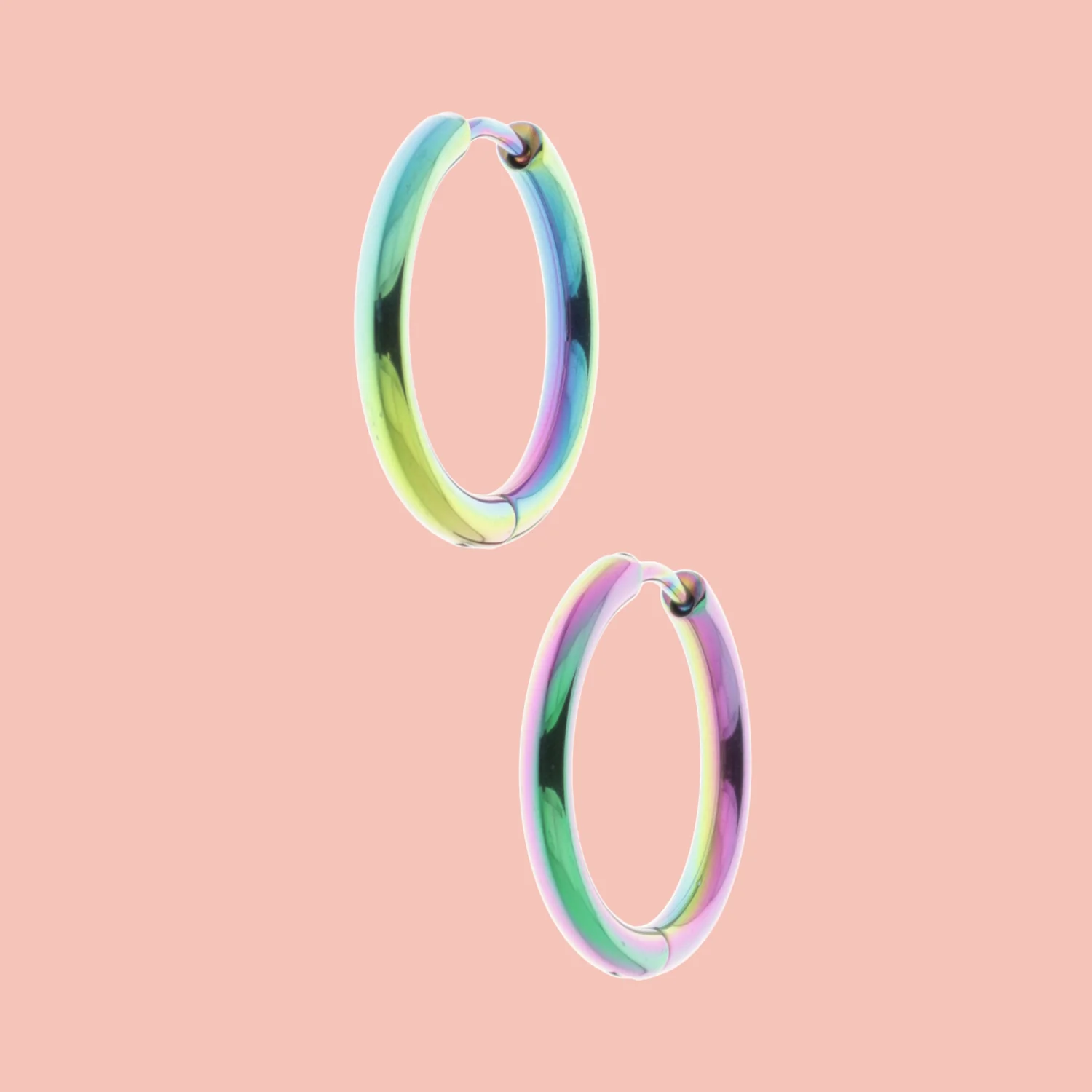 21mm Stainless Steel Rainbow Hoop Earrings - Image 2