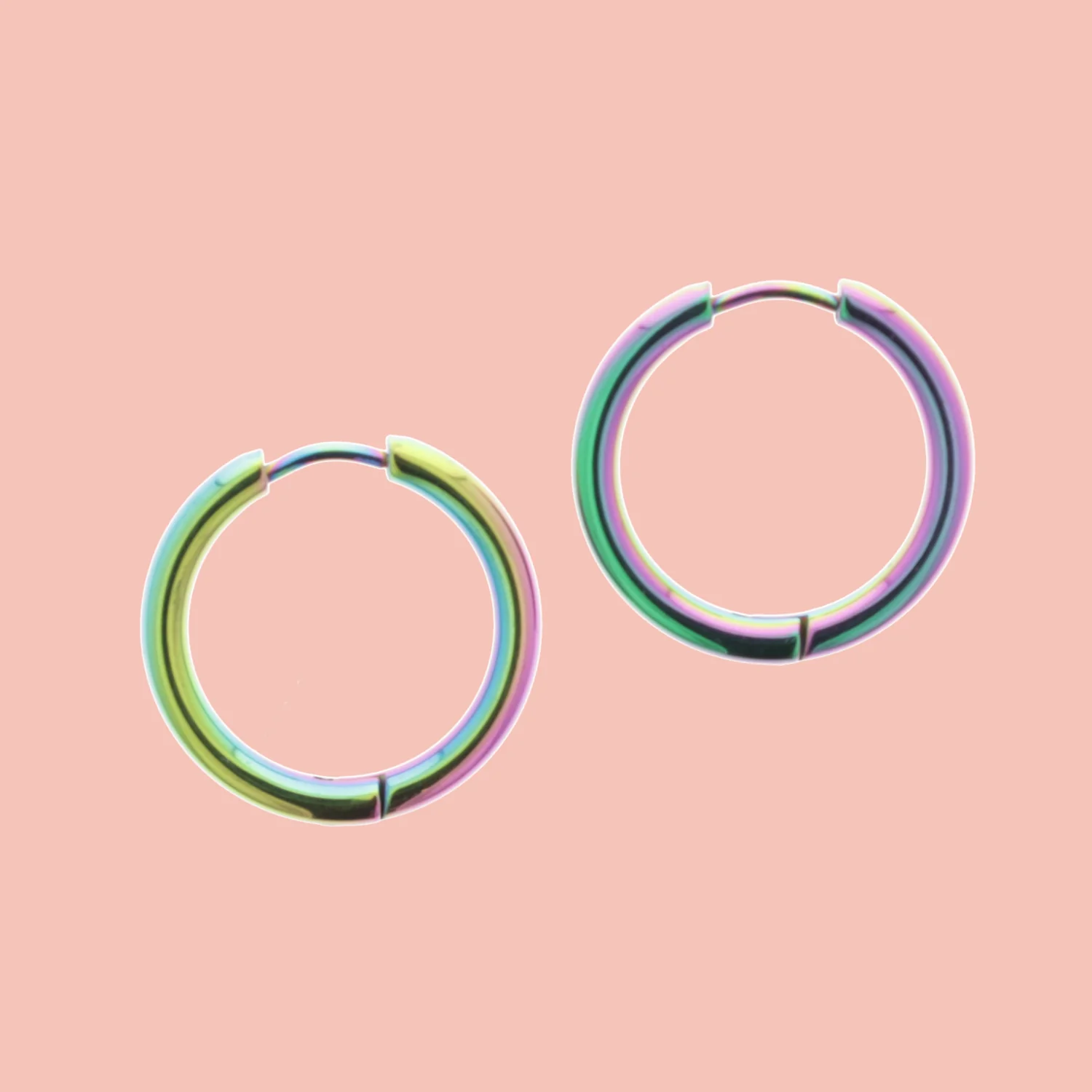 21mm Stainless Steel Rainbow Hoop Earrings - Image 3