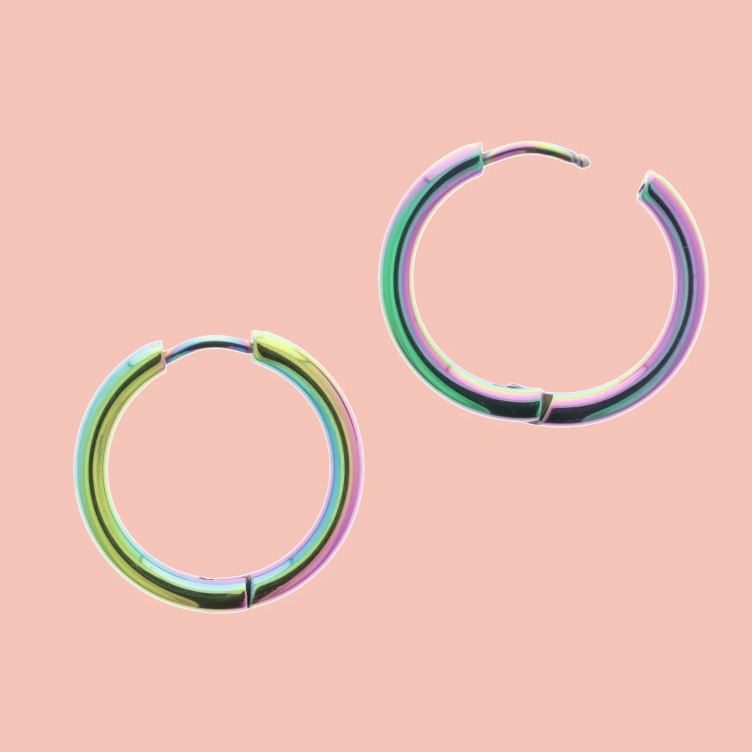 21mm Stainless Steel Rainbow Hoop Earrings - Image 4