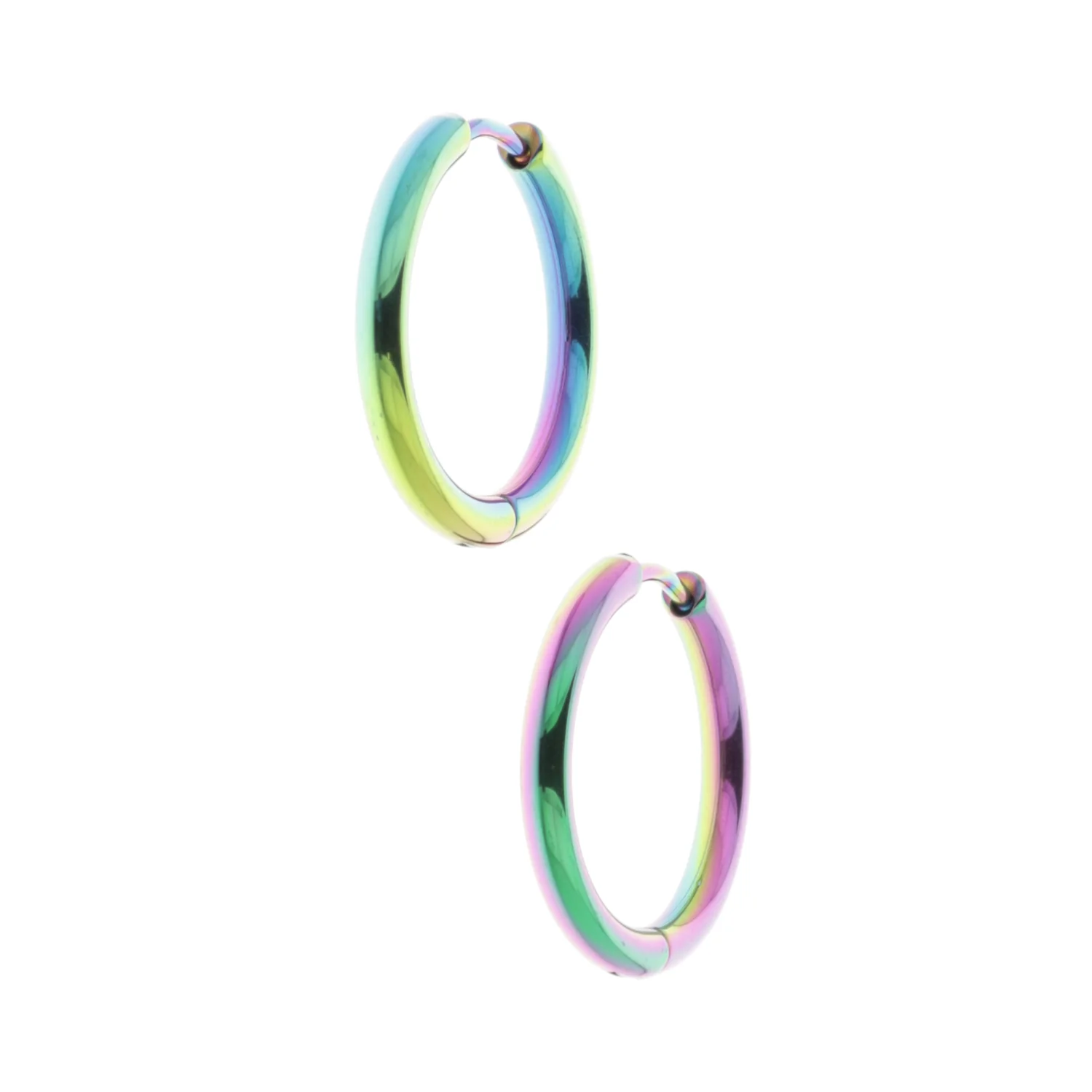 21mm Stainless Steel Rainbow Hoop Earrings - Image 6