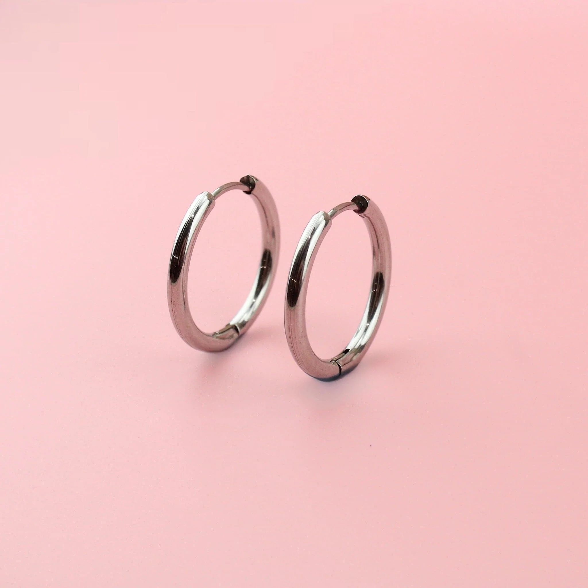 23mm Stainless Steel Hoop Earrings - Image 3