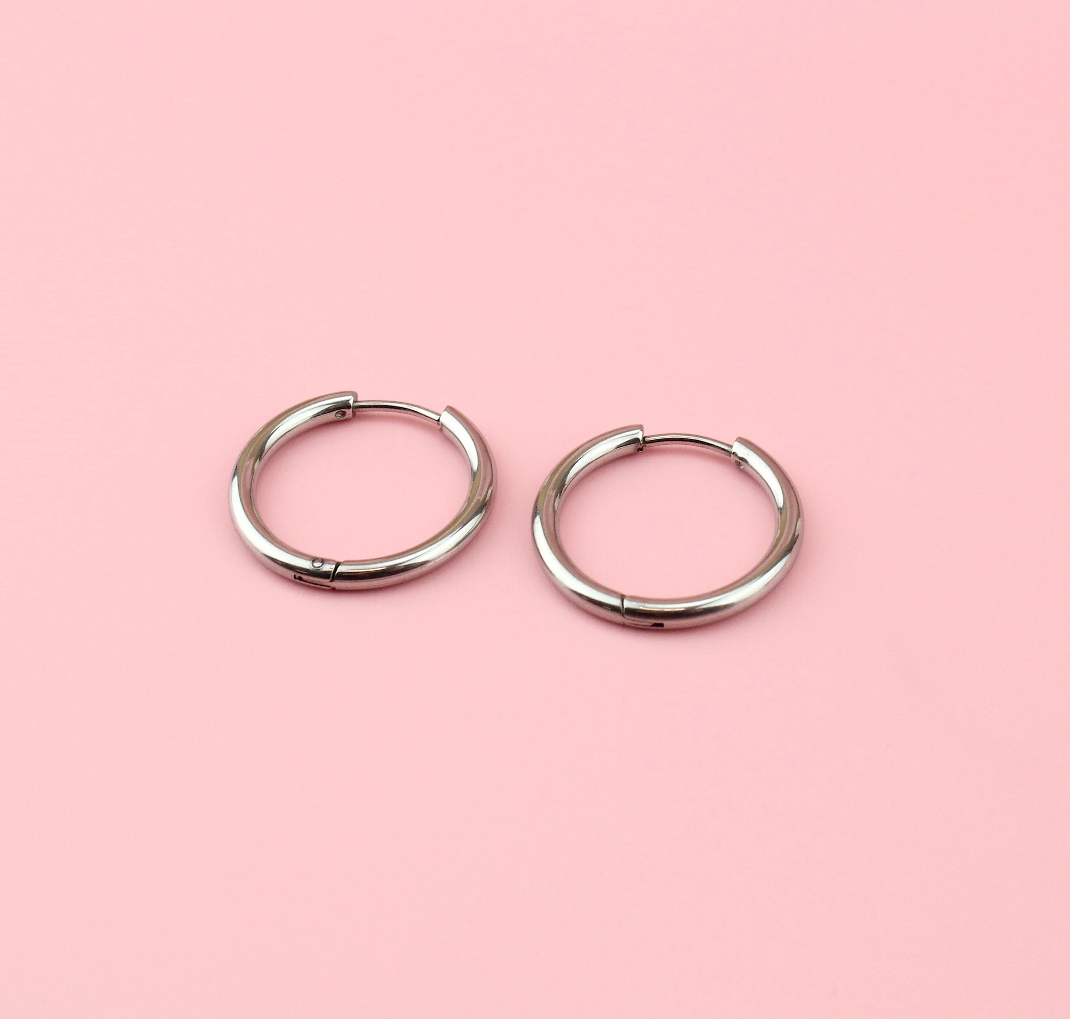 23mm Stainless Steel Hoop Earrings - Image 4