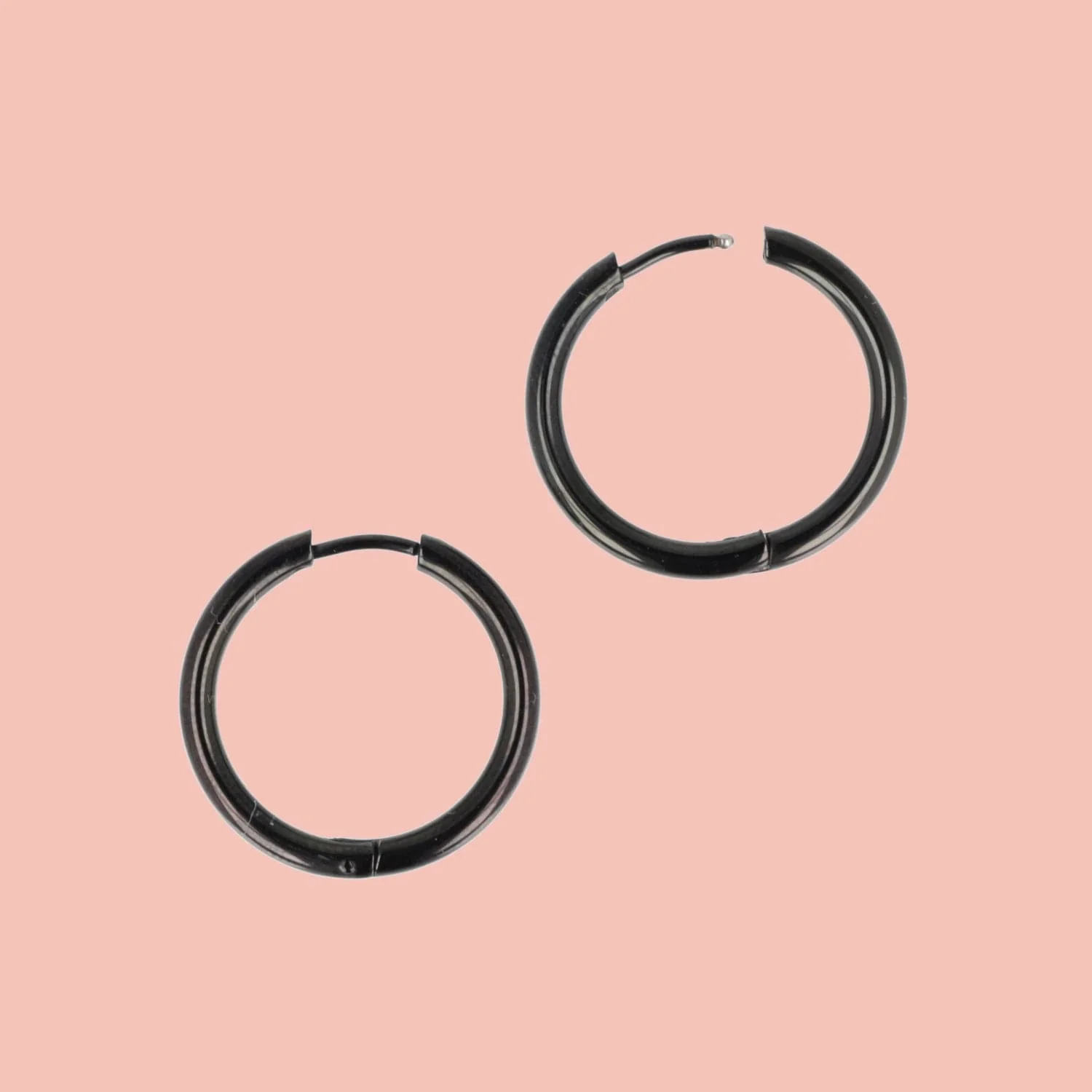 23mm Stainless Steel Hoop Earrings (Black) - Image 4