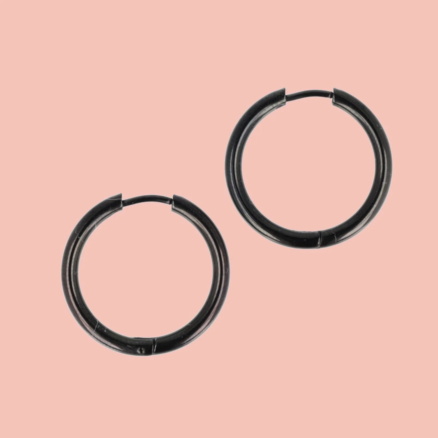 23mm Stainless Steel Hoop Earrings (Black) - Image 5