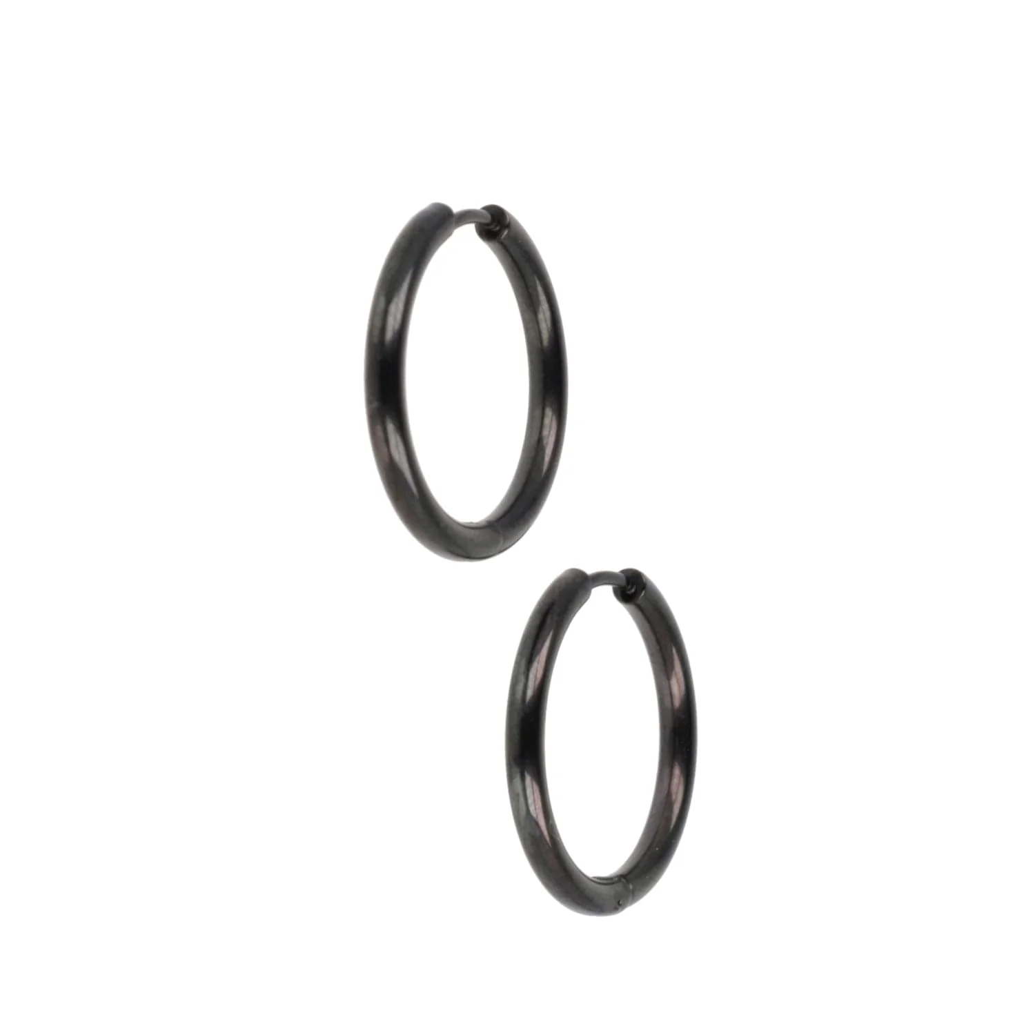 23mm Stainless Steel Hoop Earrings (Black) - Image 6