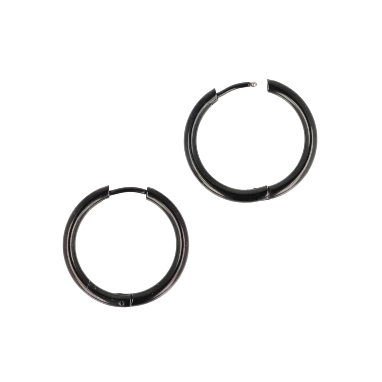 23mm Stainless Steel Hoop Earrings (Black) - Image 7