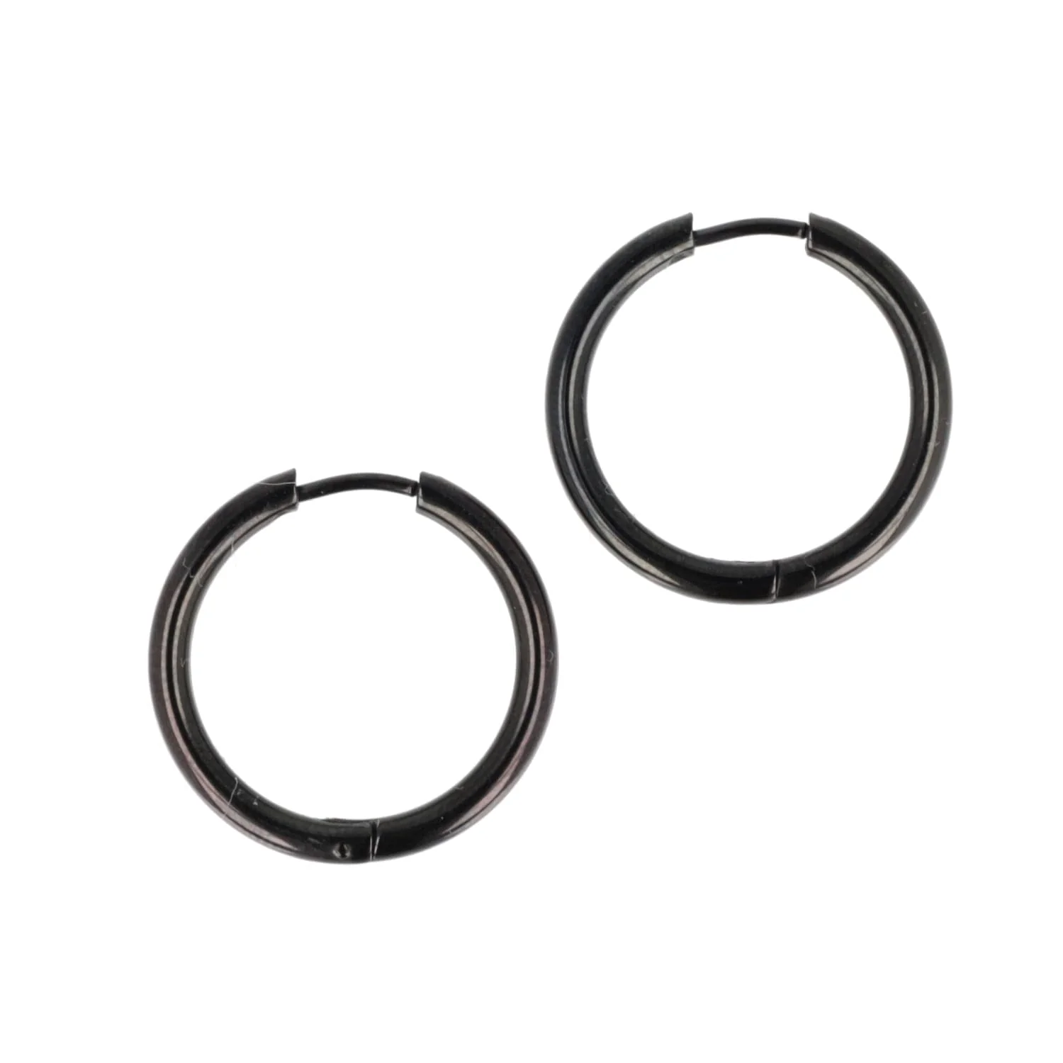 23mm Stainless Steel Hoop Earrings (Black) - Image 8