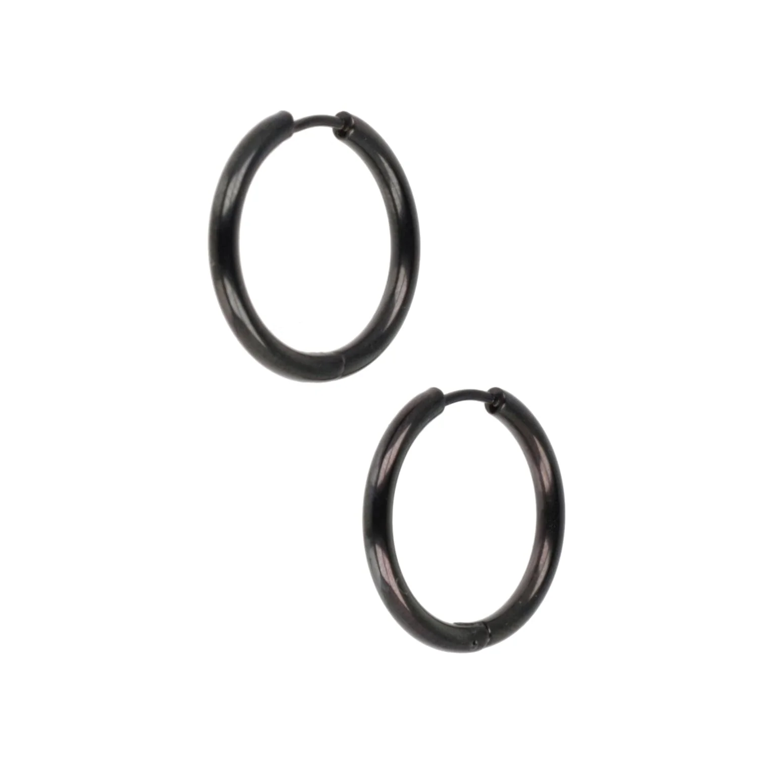 23mm Stainless Steel Hoop Earrings (Black) - Image 9