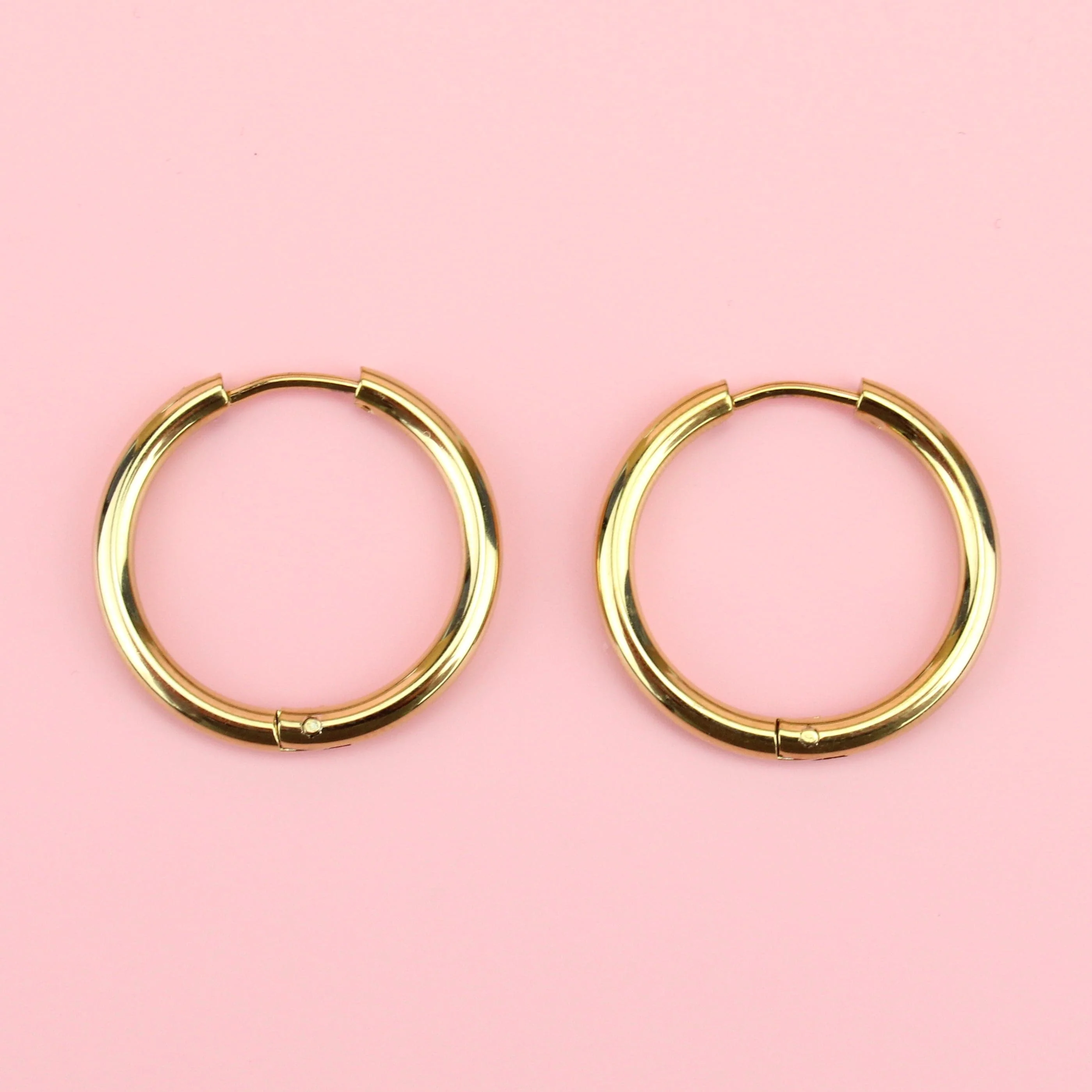 23mm Stainless Steel Hoop Earrings (Gold Plated)