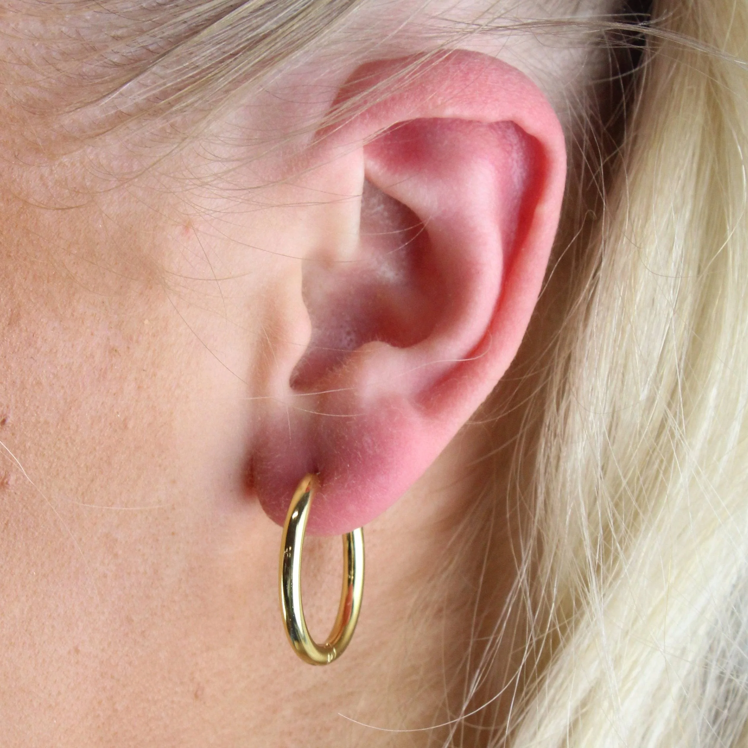 23mm Stainless Steel Hoop Earrings (Gold Plated) - Image 2