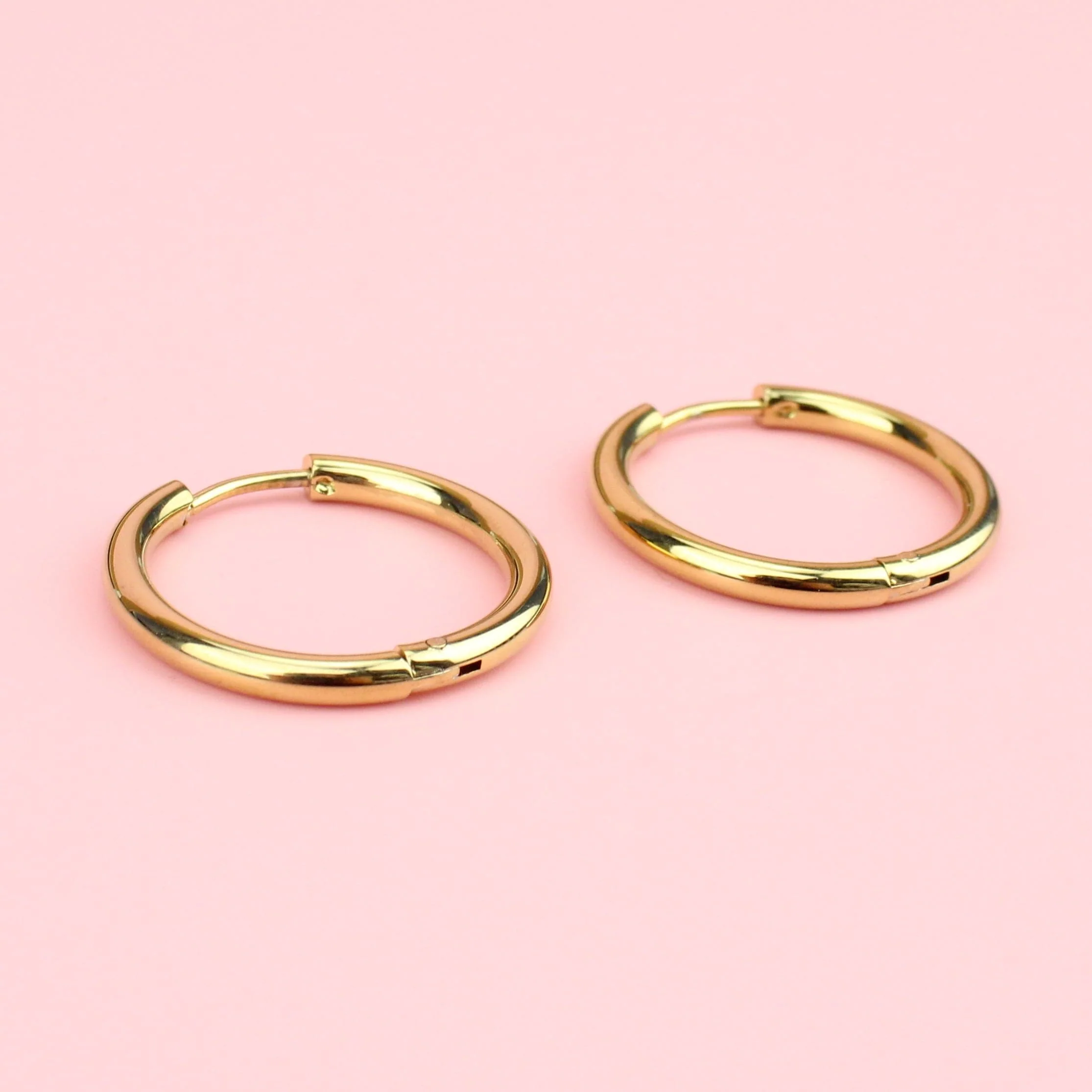 23mm Stainless Steel Hoop Earrings (Gold Plated) - Image 3