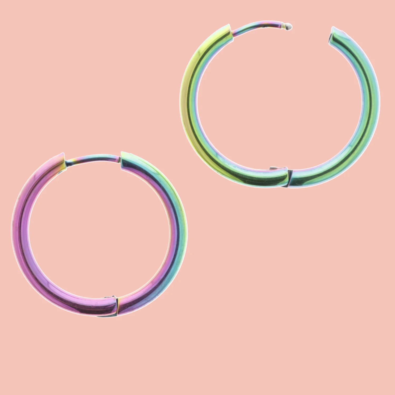 23mm Stainless Steel Rainbow Hoop Earrings - Image 2