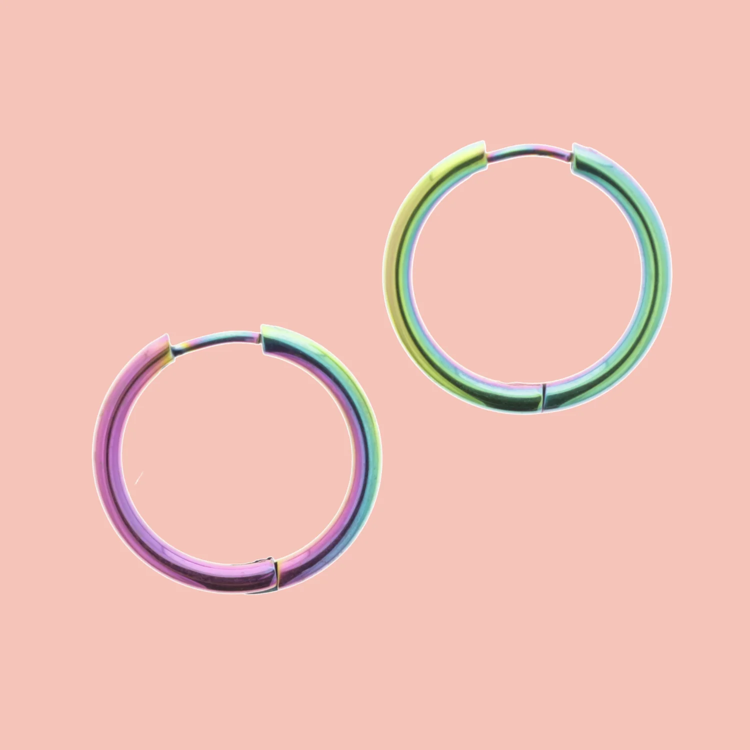 23mm Stainless Steel Rainbow Hoop Earrings - Image 3