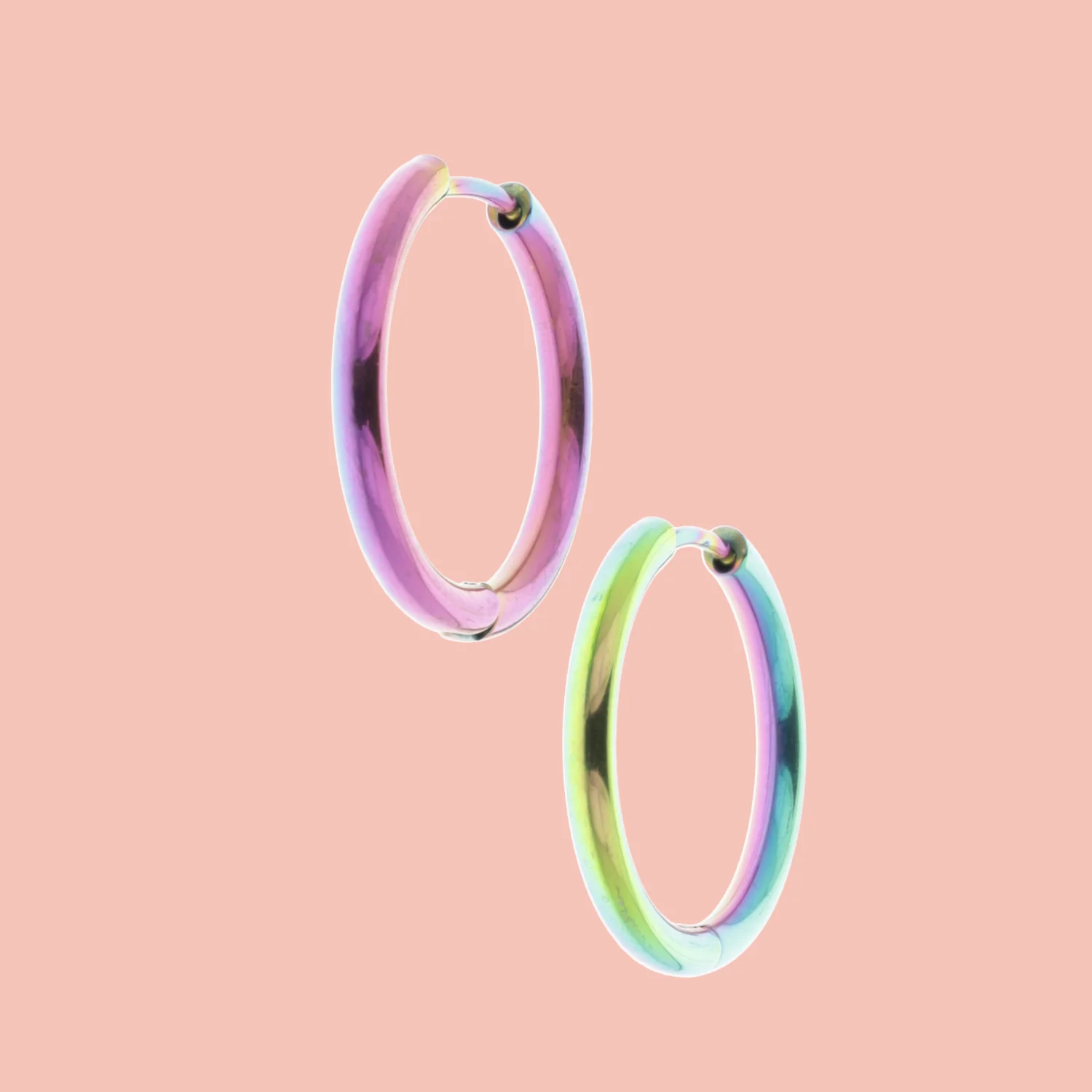 23mm Stainless Steel Rainbow Hoop Earrings - Image 4