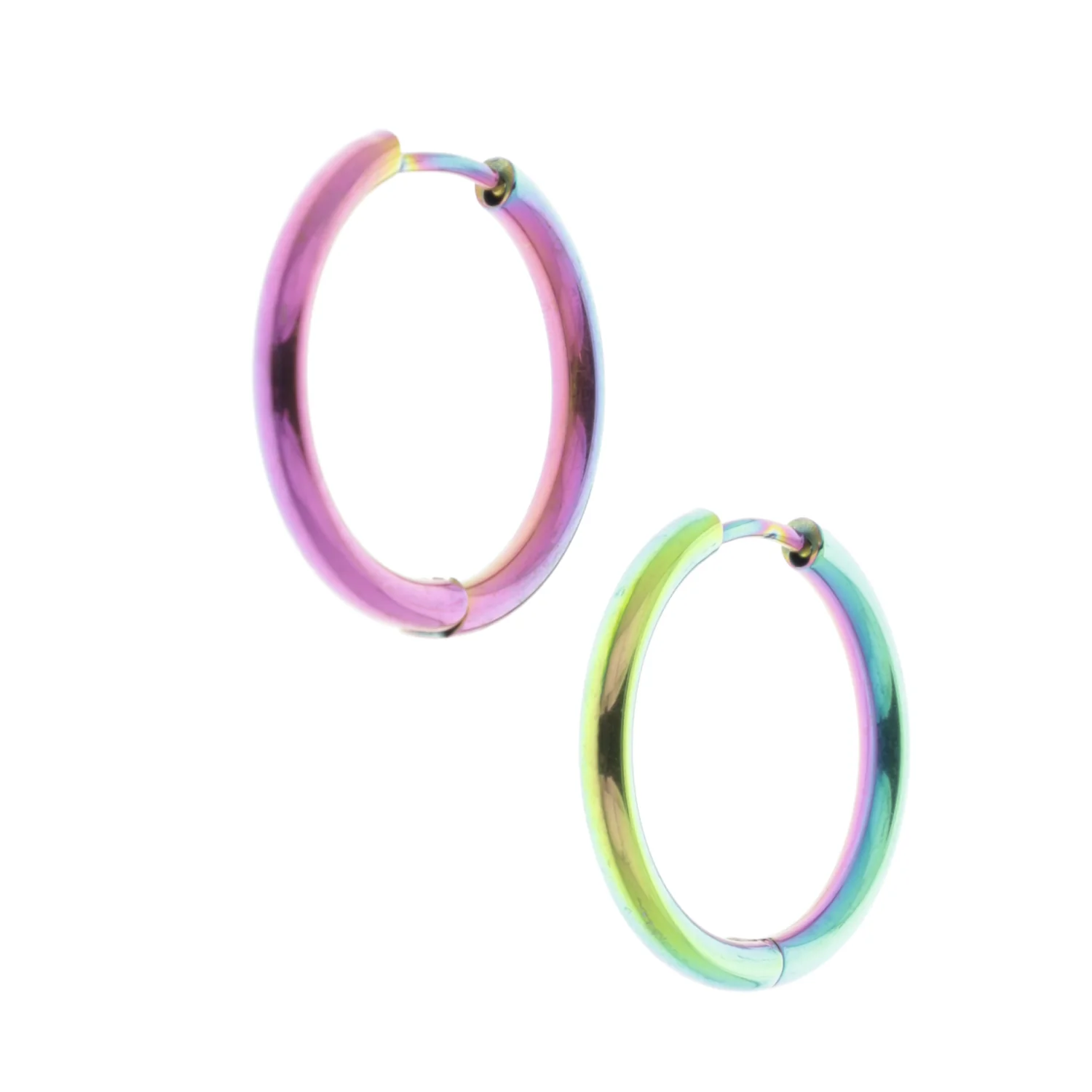 23mm Stainless Steel Rainbow Hoop Earrings - Image 5