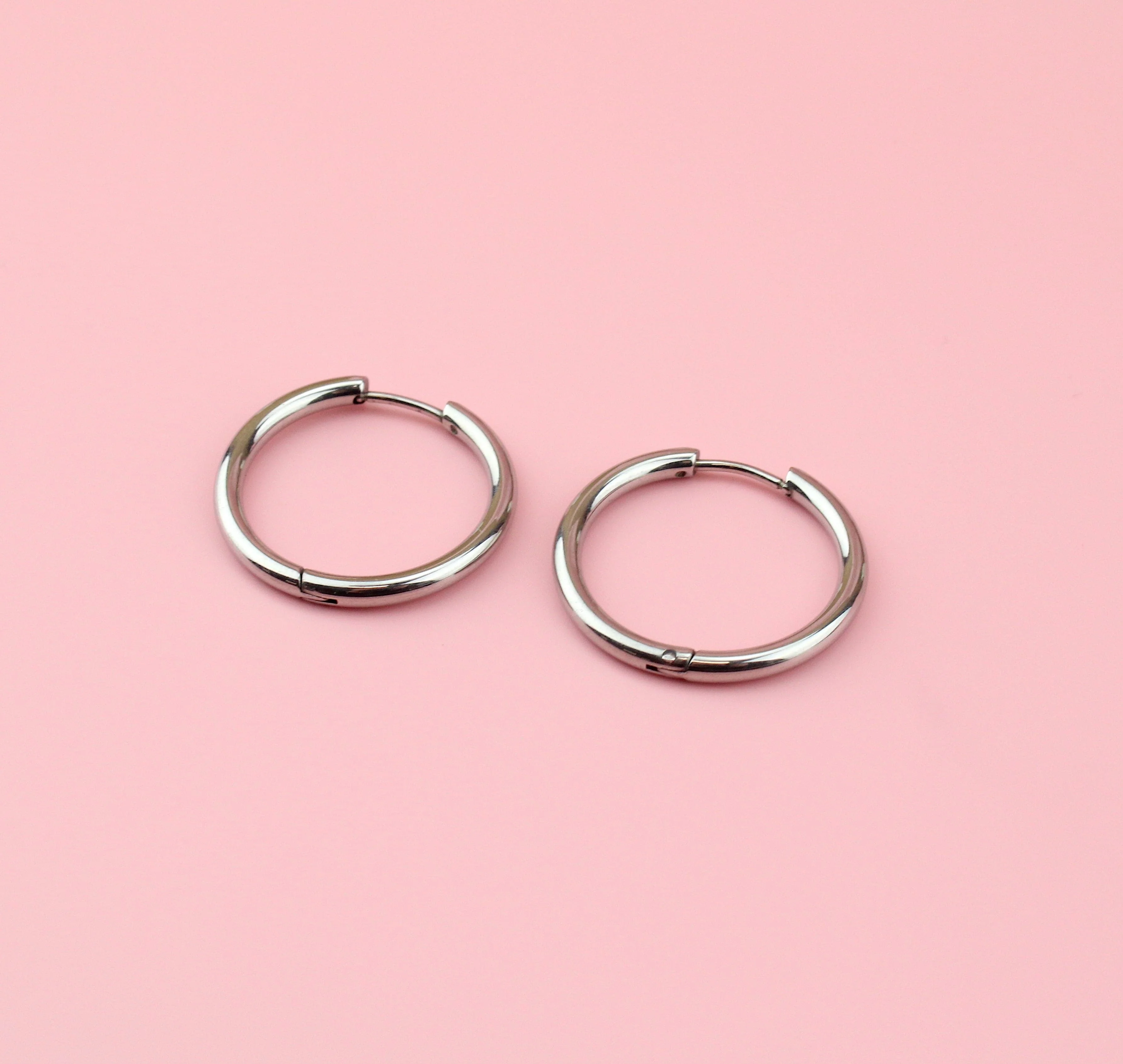 25mm Stainless Steel Hoop Earrings - Image 3