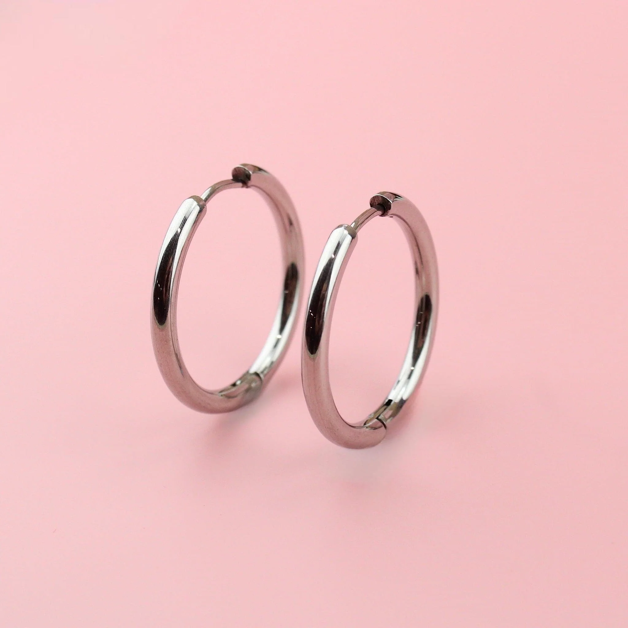 25mm Stainless Steel Hoop Earrings - Image 4