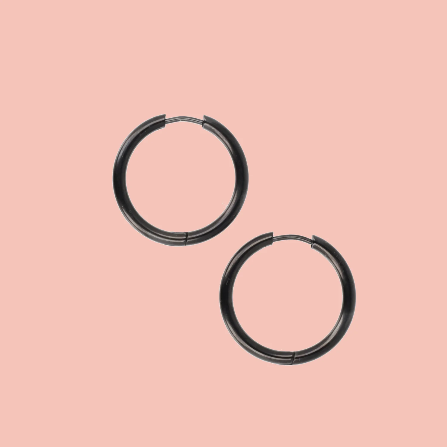 25mm Stainless Steel Hoop Earrings (Black) - Image 4