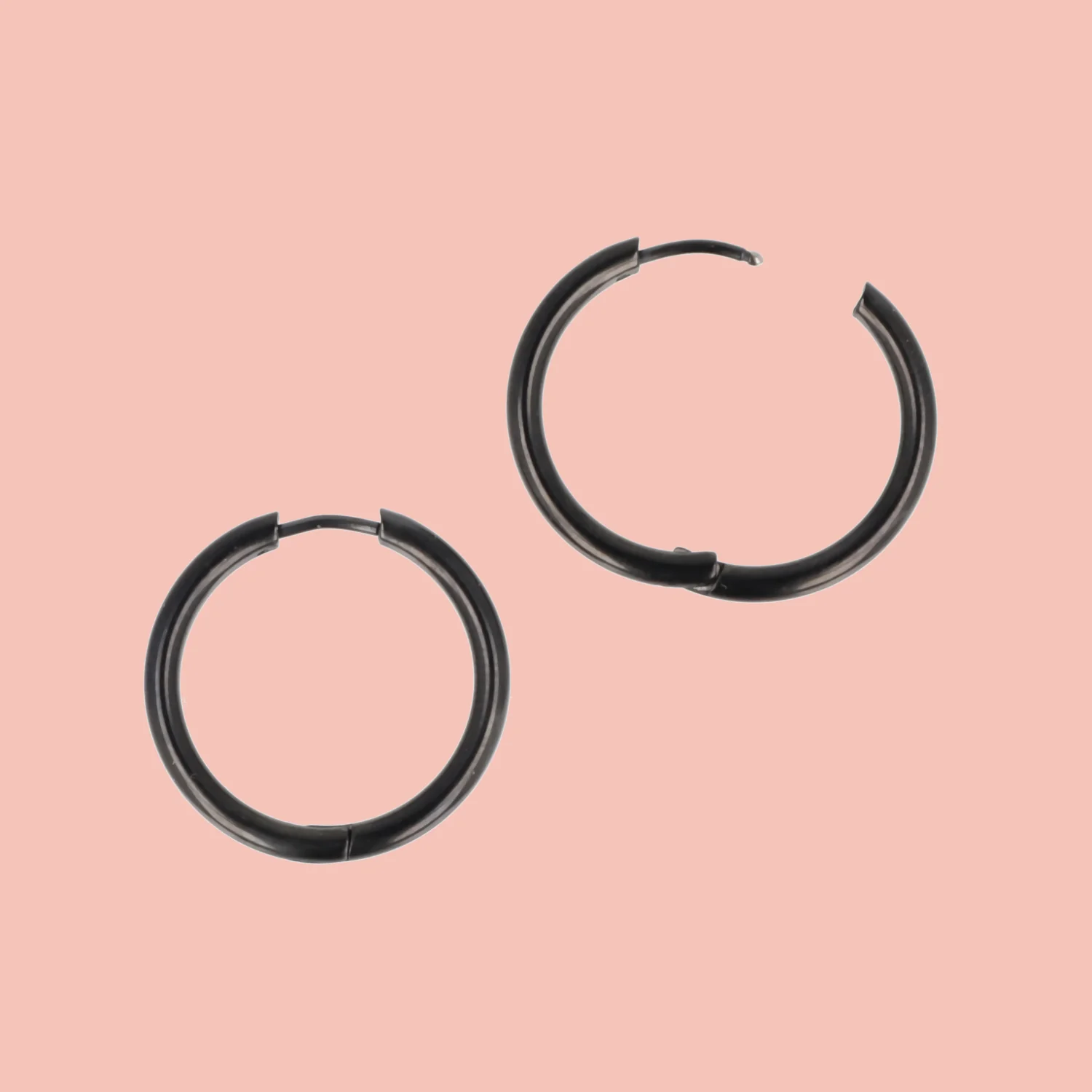 25mm Stainless Steel Hoop Earrings (Black) - Image 5