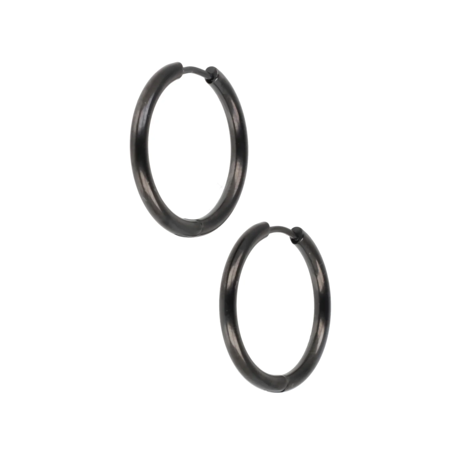 25mm Stainless Steel Hoop Earrings (Black) - Image 6