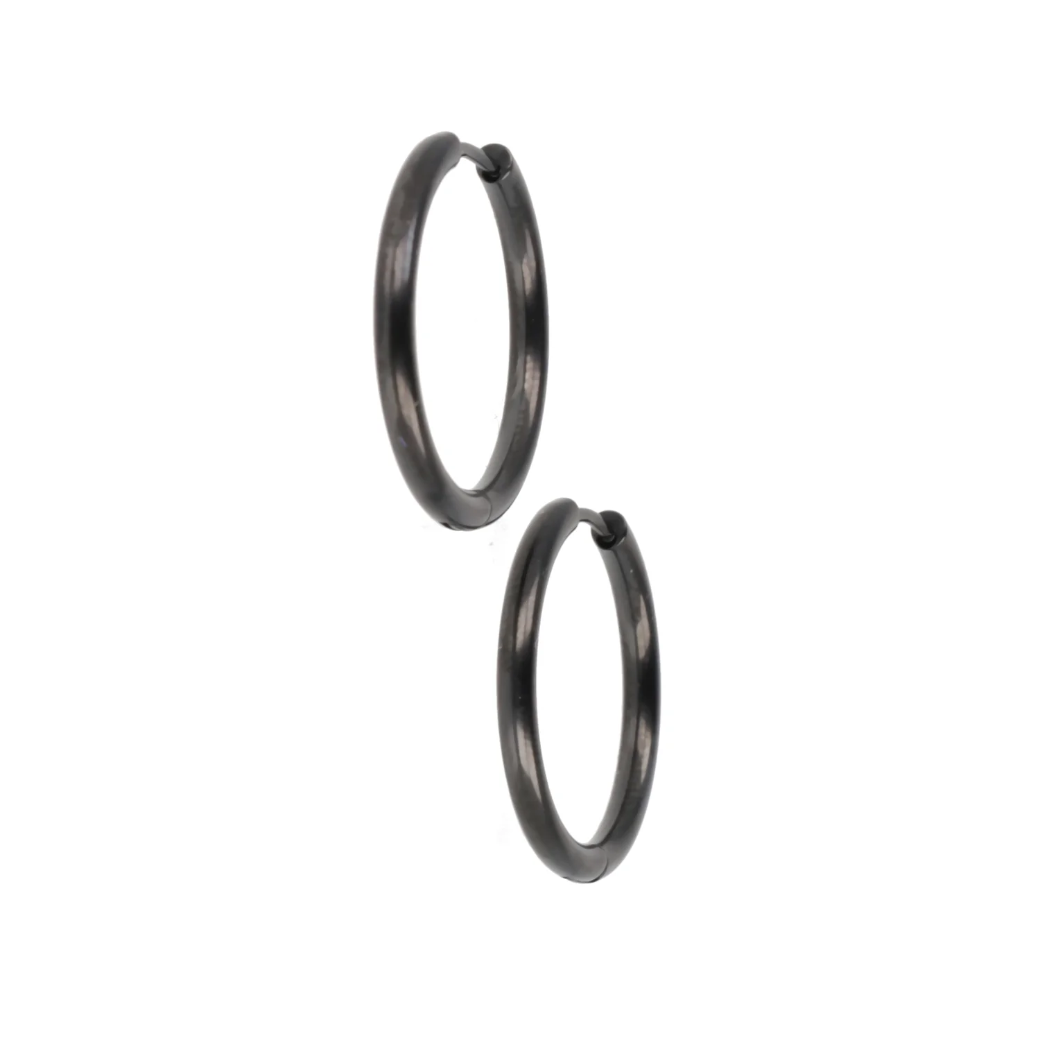 25mm Stainless Steel Hoop Earrings (Black) - Image 7