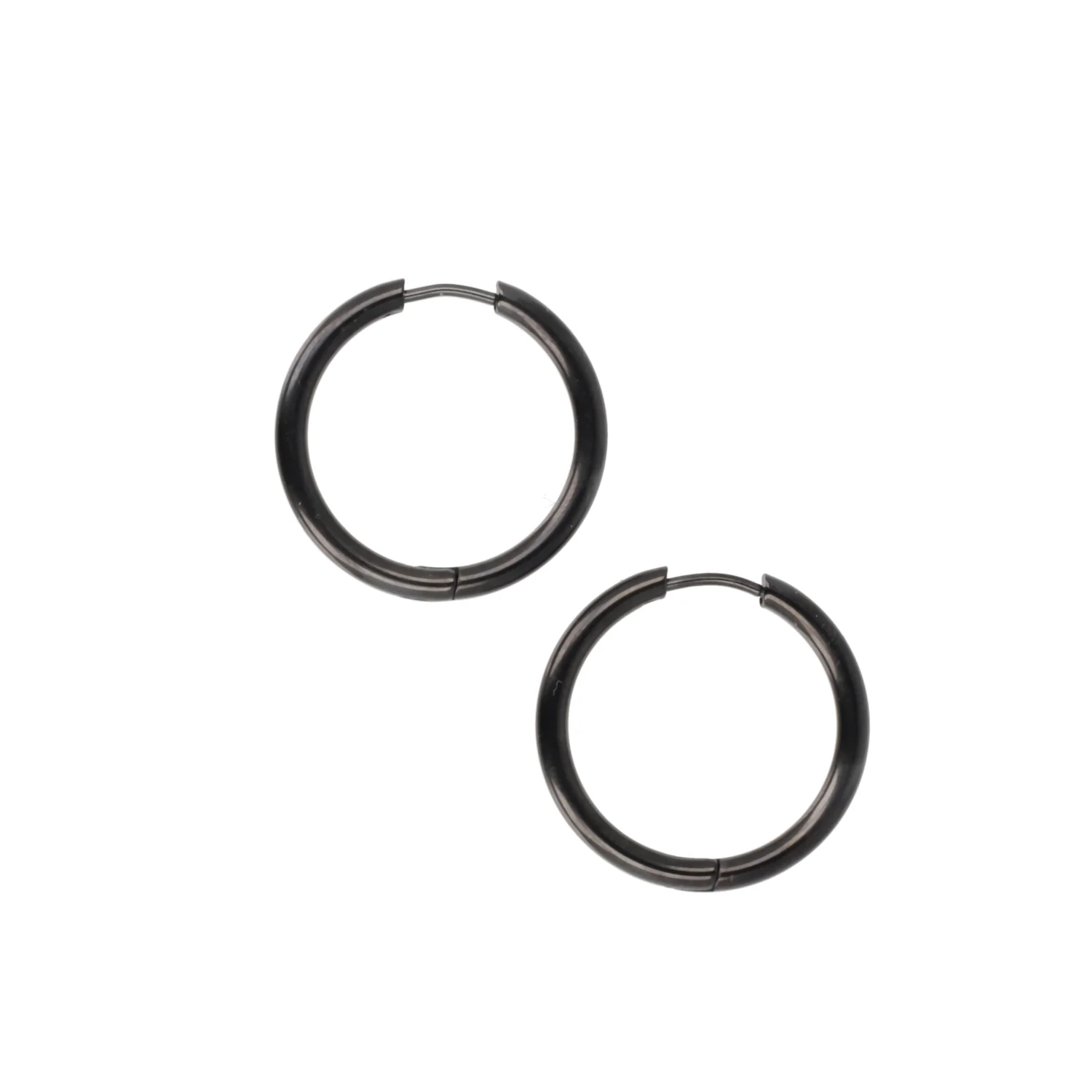 25mm Stainless Steel Hoop Earrings (Black) - Image 8