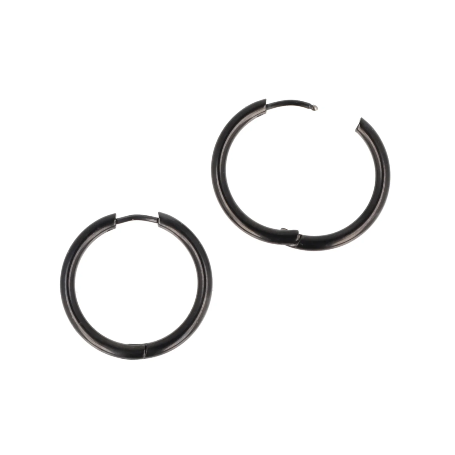 25mm Stainless Steel Hoop Earrings (Black) - Image 9