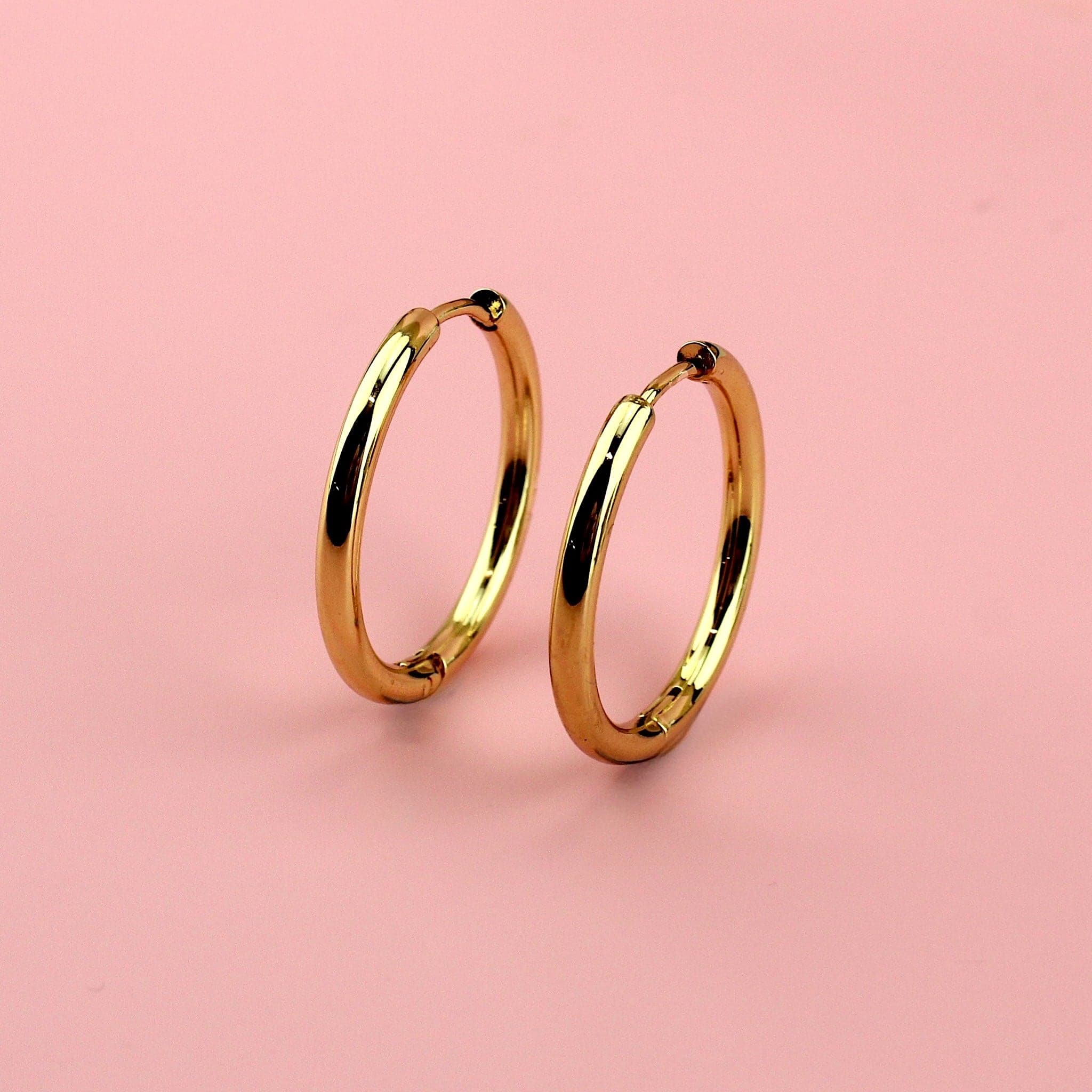 25mm Stainless Steel Hoop Earrings (Gold Plated) - Image 3