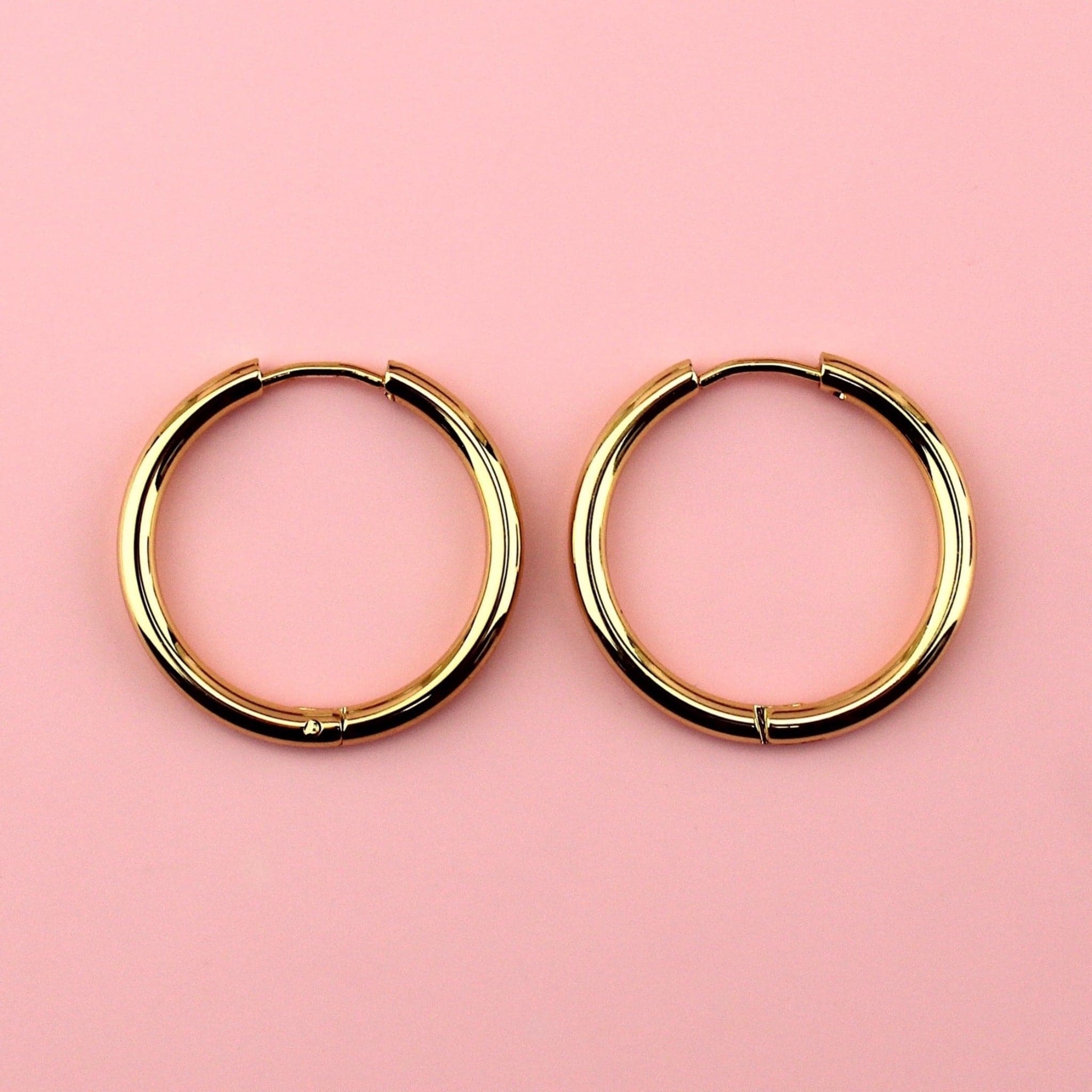 25mm Stainless Steel Hoop Earrings (Gold Plated) - Image 5