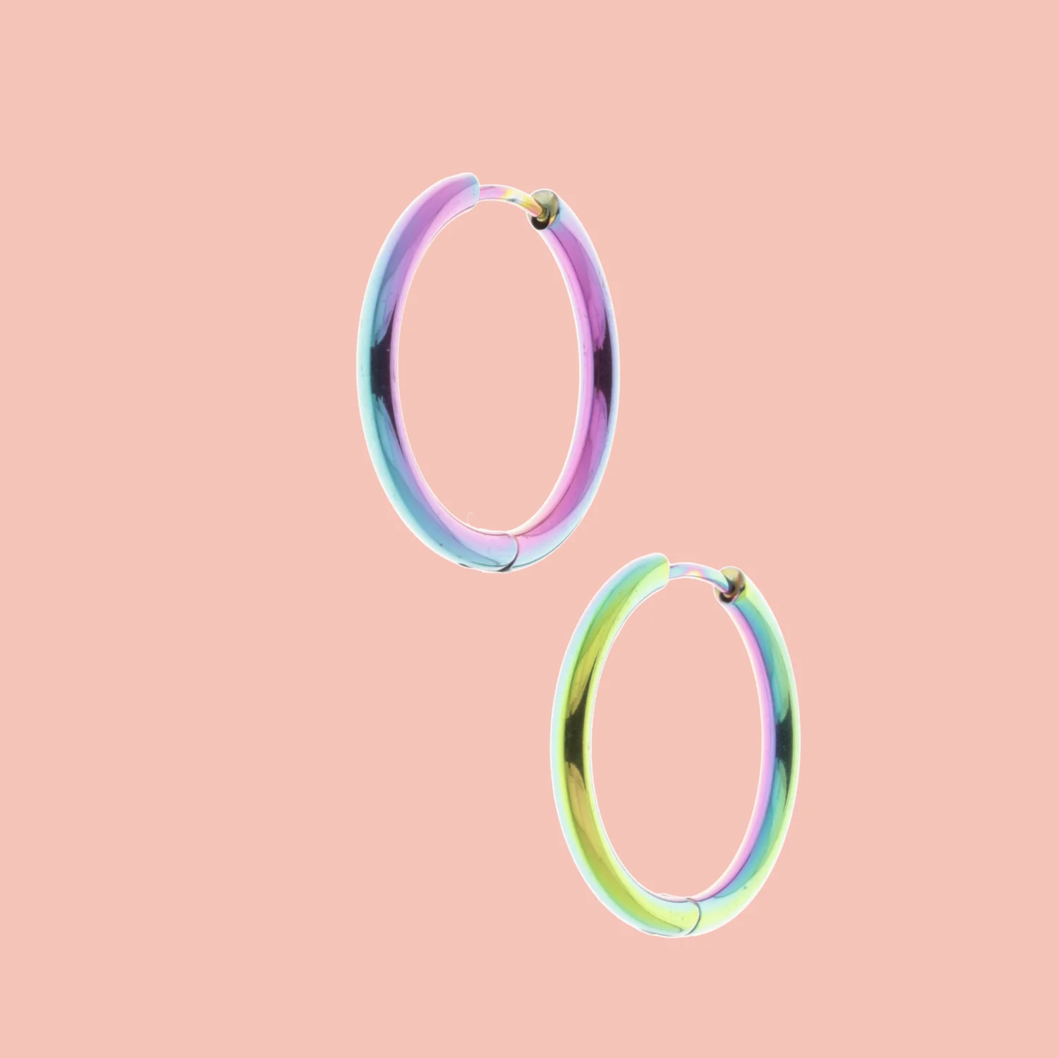 25mm Stainless Steel Rainbow Hoop Earrings - Image 2