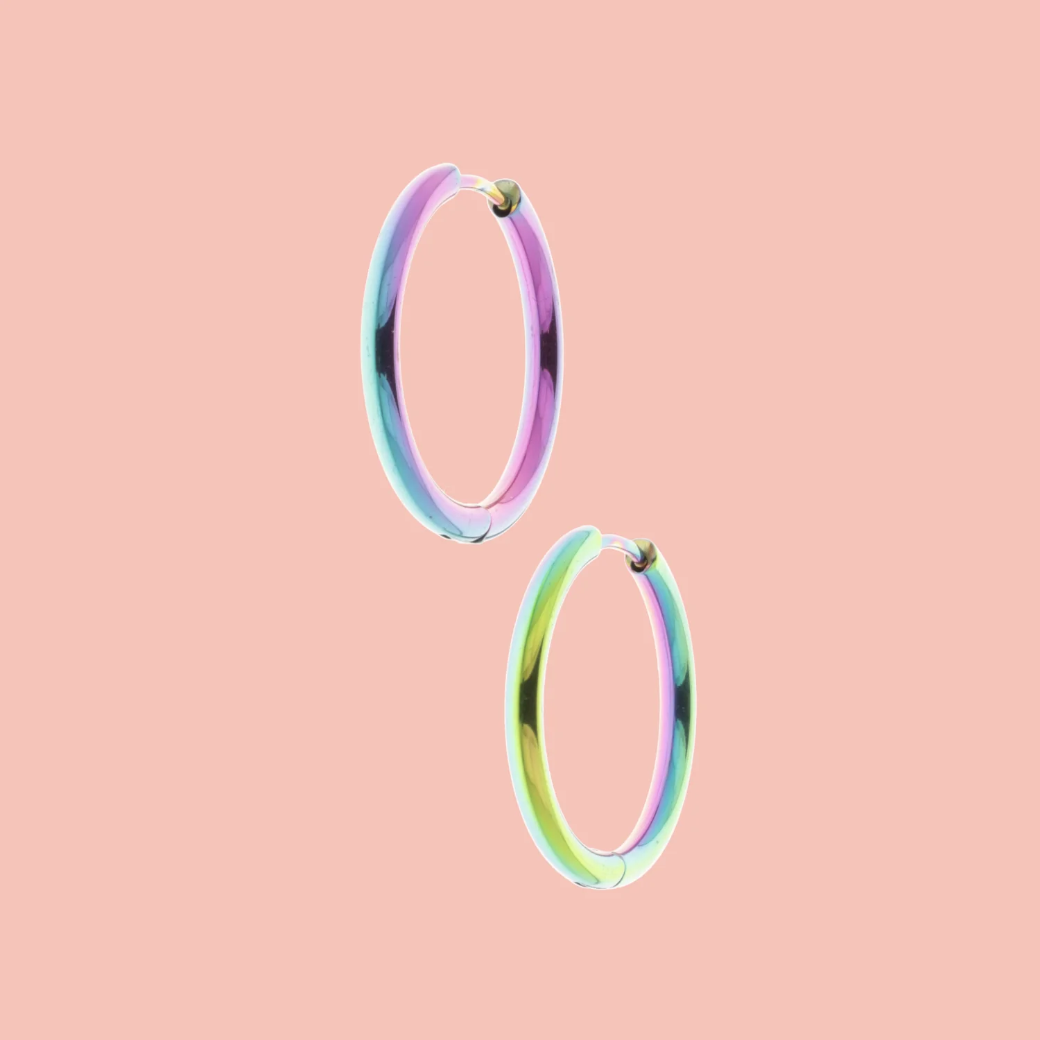 25mm Stainless Steel Rainbow Hoop Earrings - Image 3