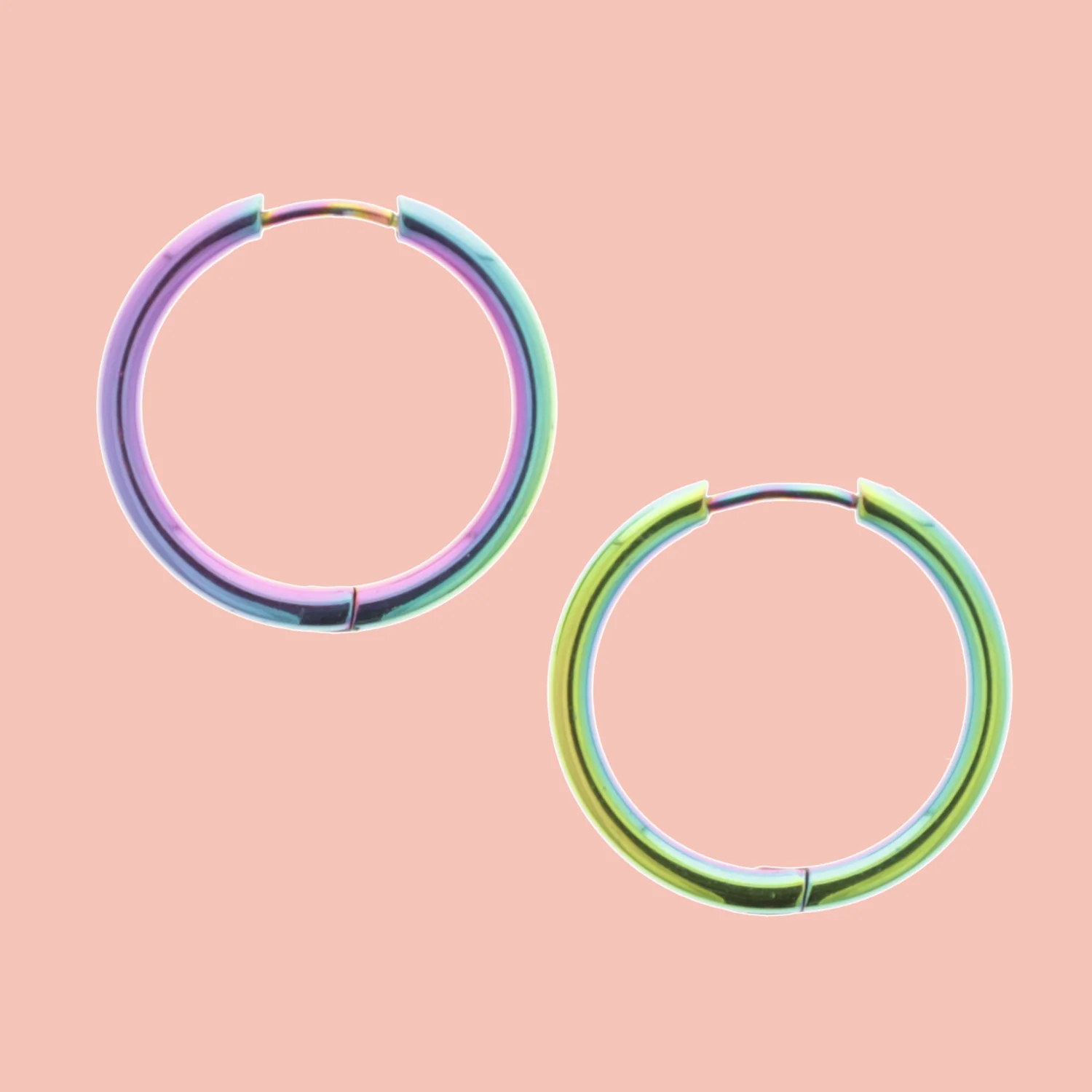 25mm Stainless Steel Rainbow Hoop Earrings - Image 4