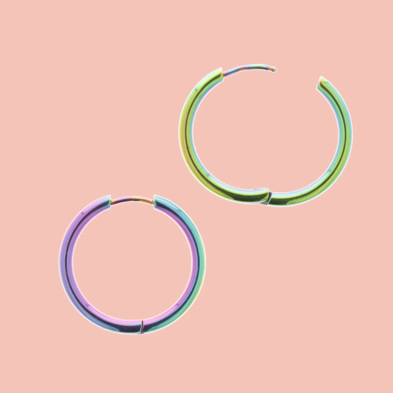 25mm Stainless Steel Rainbow Hoop Earrings - Image 5
