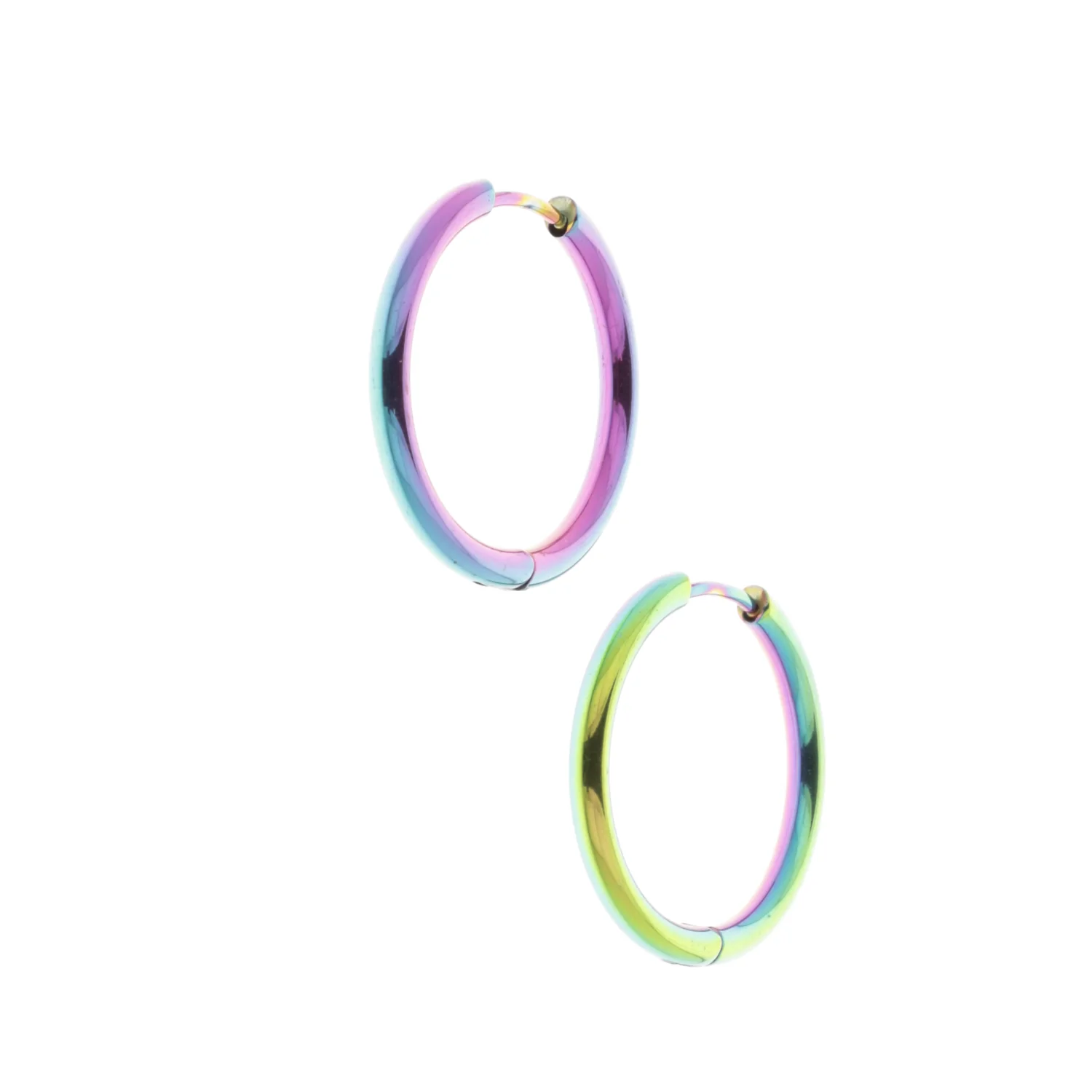 25mm Stainless Steel Rainbow Hoop Earrings - Image 6