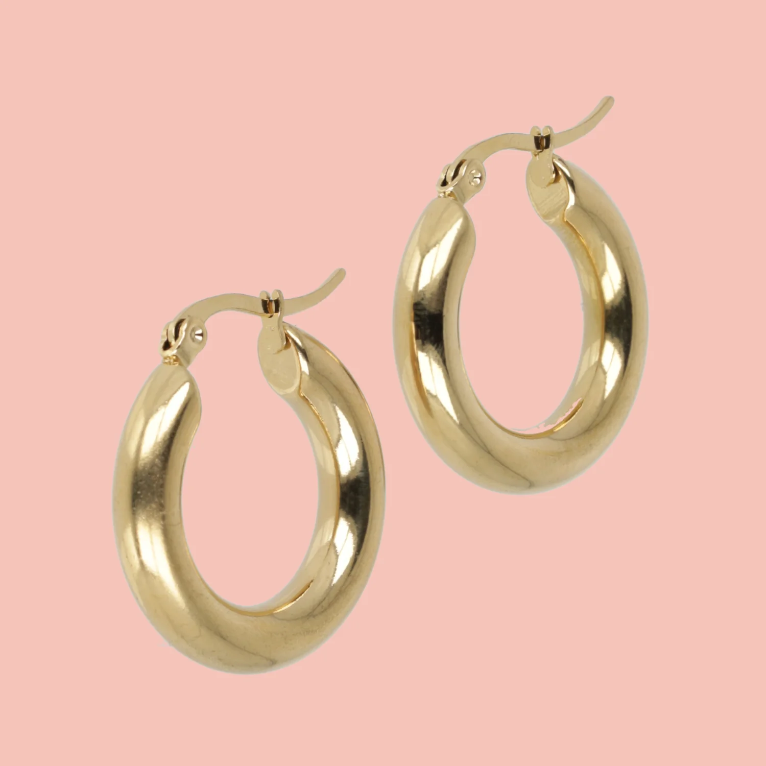 26mm Chunky Stainless Steel Hoop Earrings (Gold Plated)