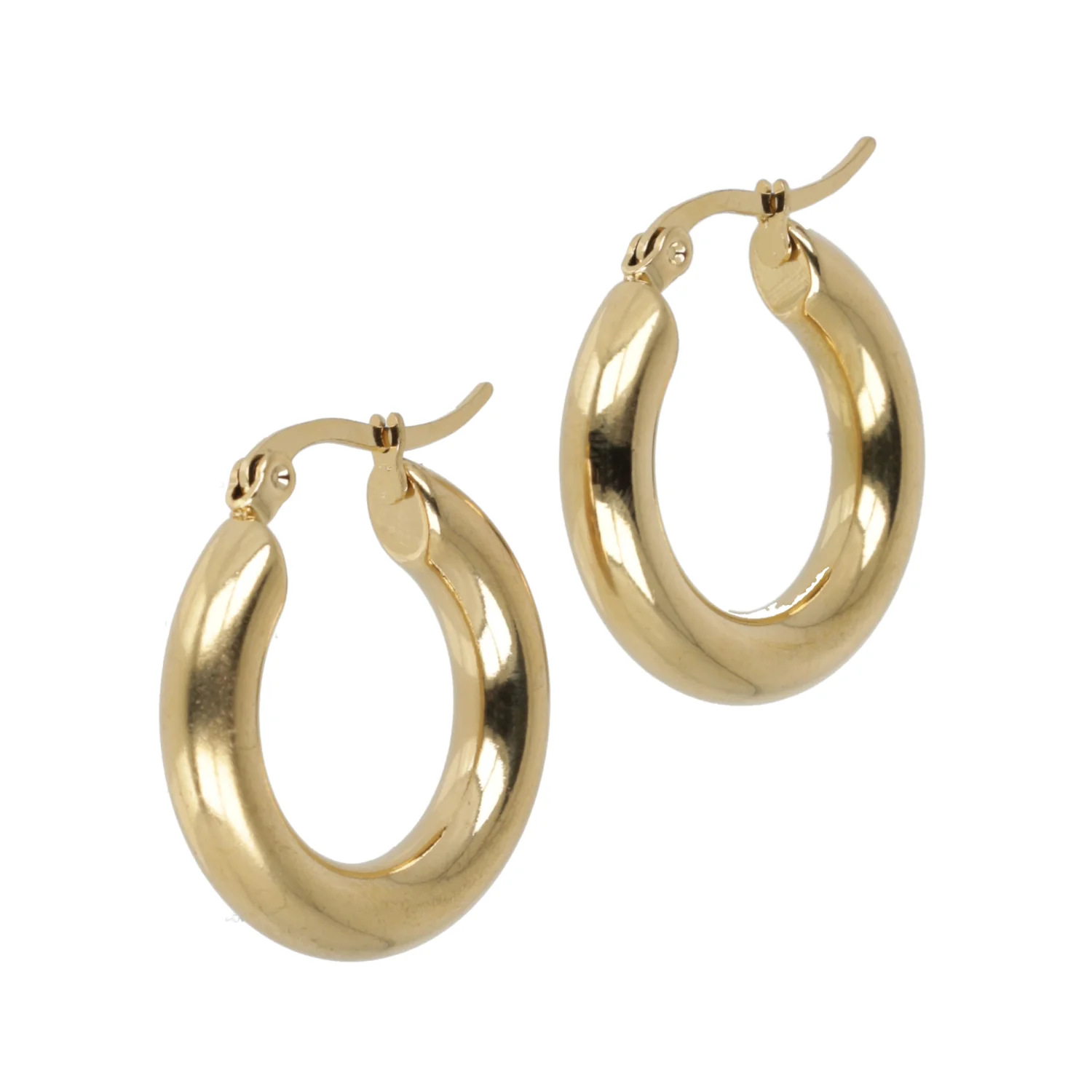 26mm Chunky Stainless Steel Hoop Earrings (Gold Plated) - Image 2