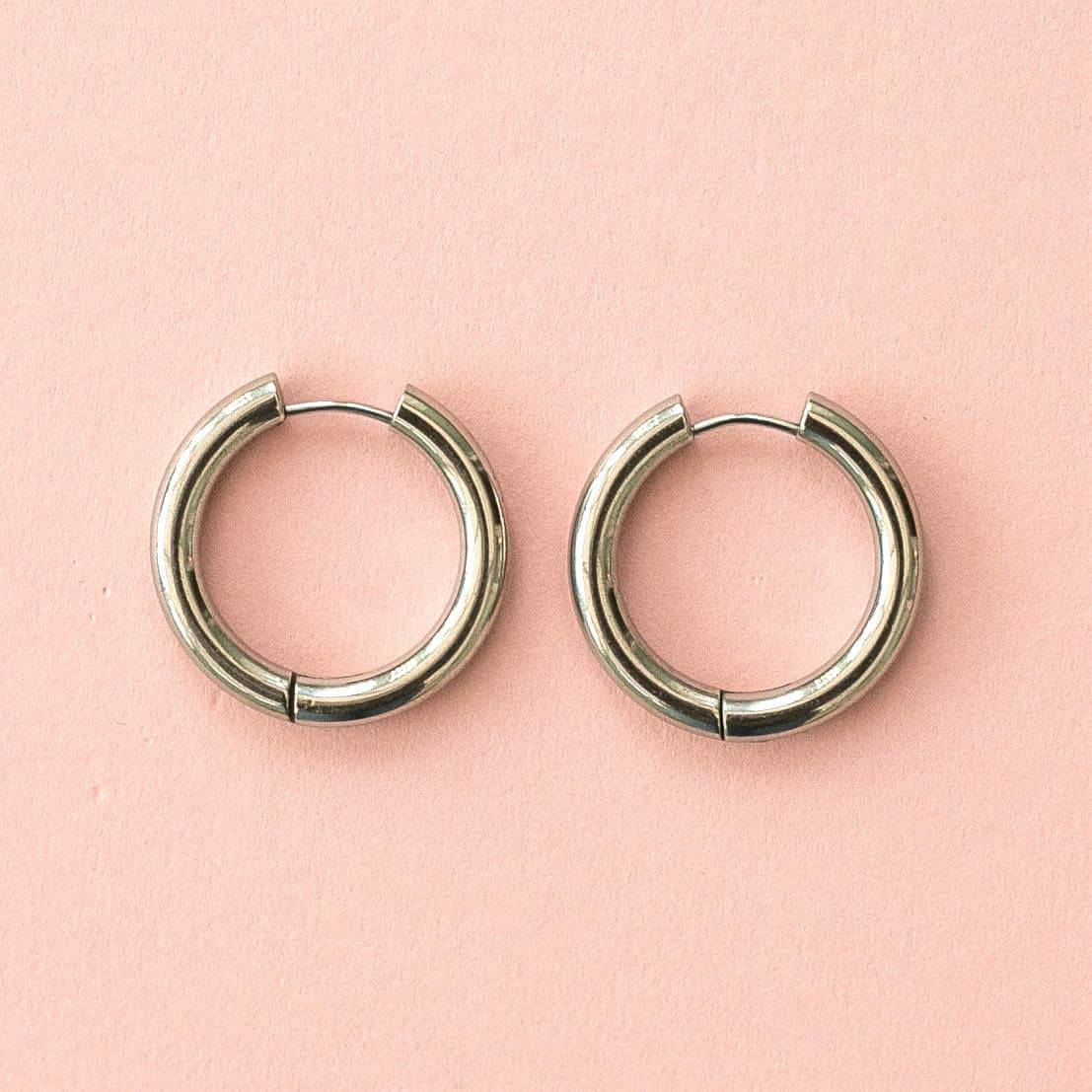 28mm Stainless Steel Hoop Earrings - Image 2