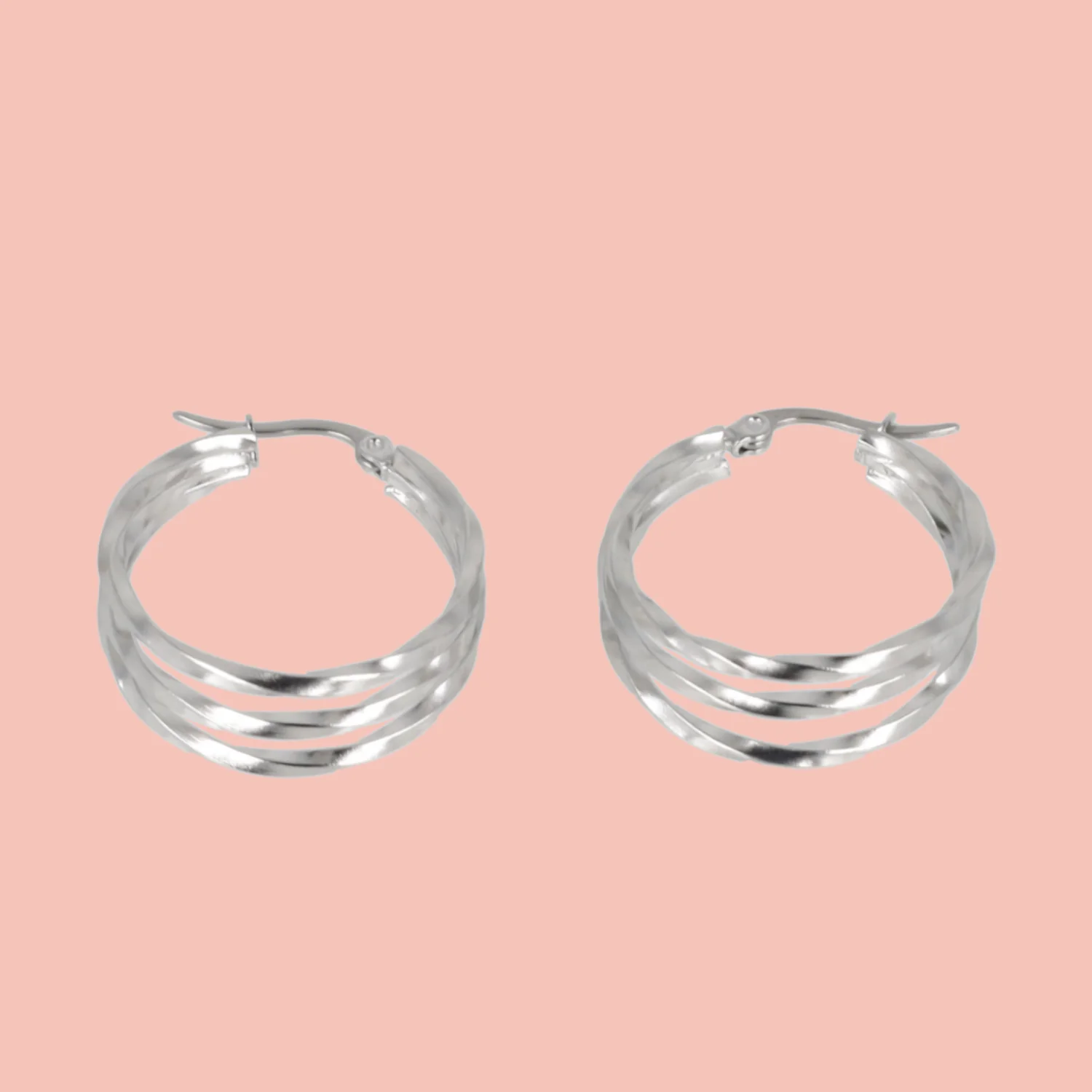 28mm Triple Twisted Hoop Earrings - Image 2