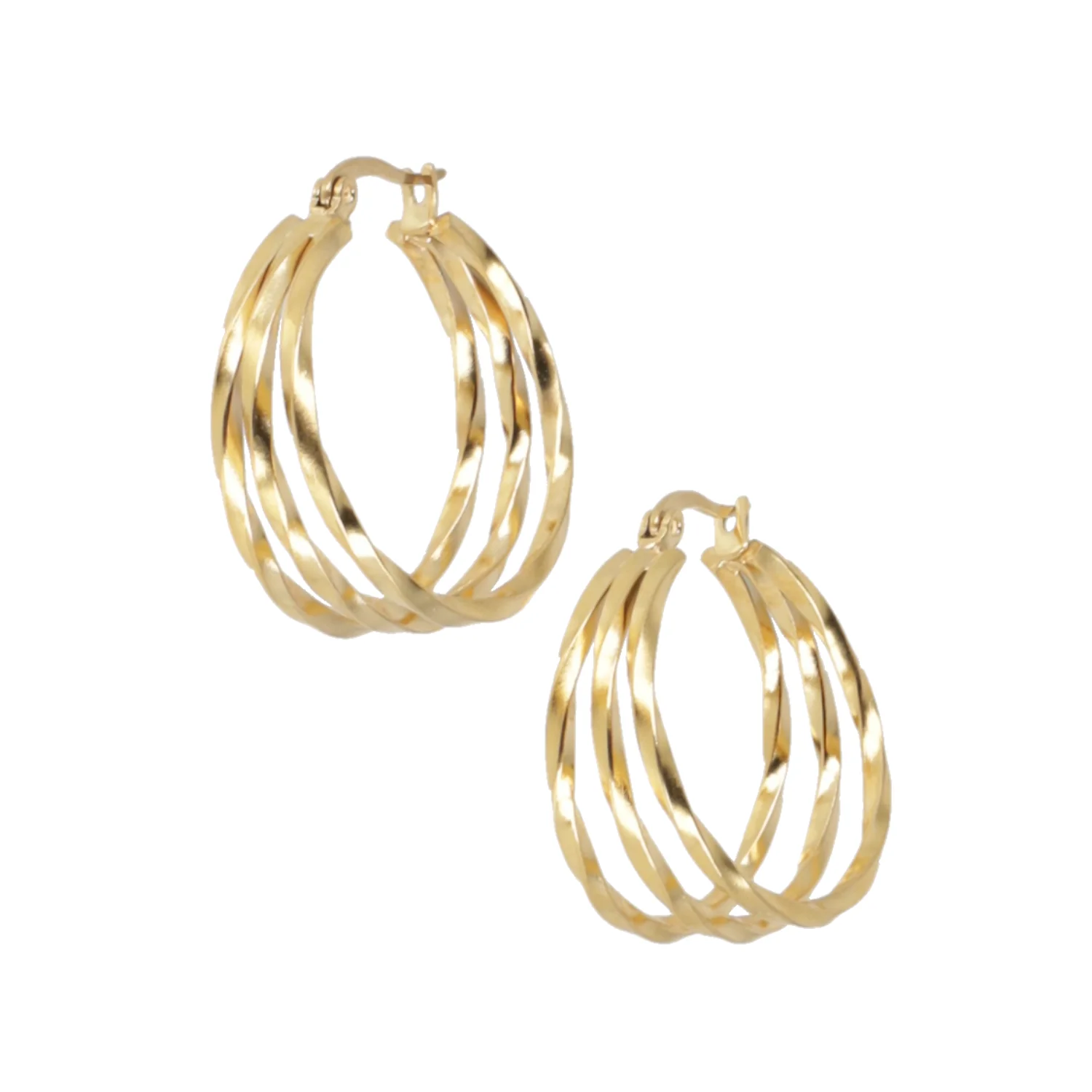 28mm Triple Twisted Hoop Earrings (Gold Plated) - Image 3