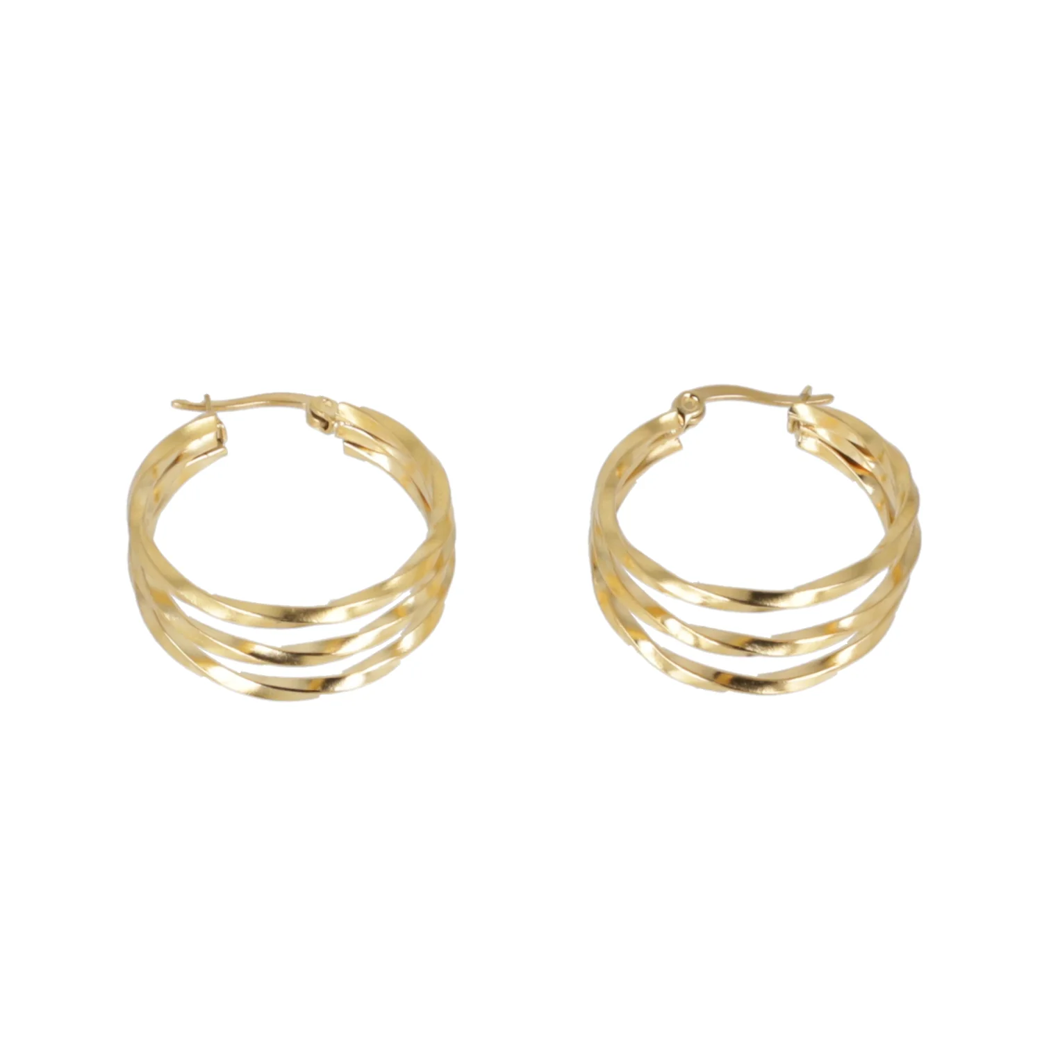28mm Triple Twisted Hoop Earrings (Gold Plated) - Image 4
