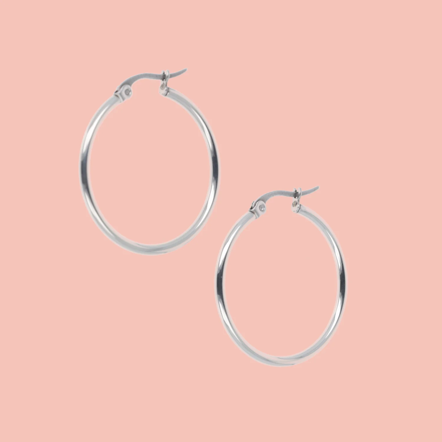 30mm Stainless Steel Hoop Earrings - Image 2