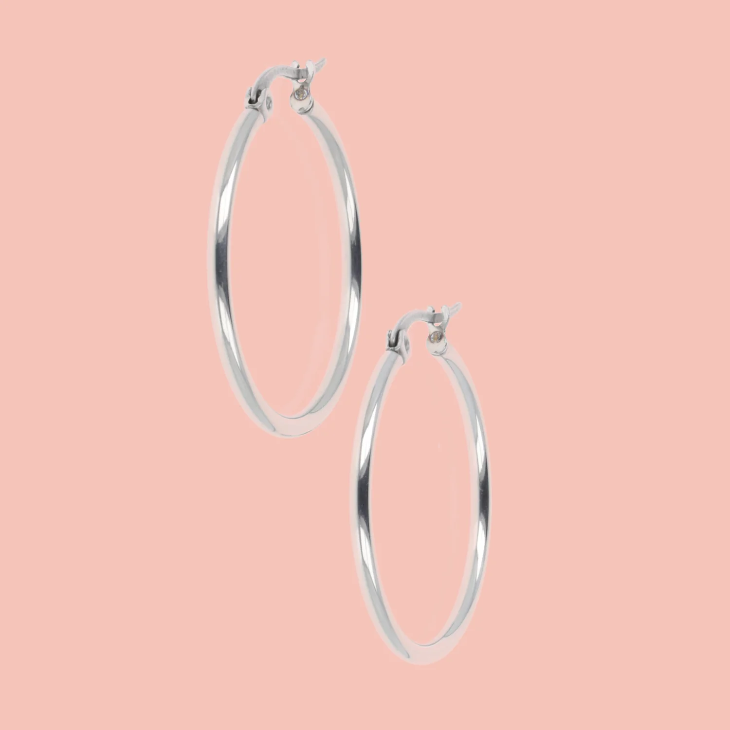 30mm Stainless Steel Hoop Earrings - Image 3